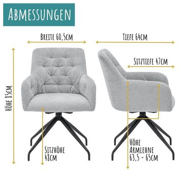 set one by Musterring Armlehnstuhl SEATTLE (2er Set), Esszimmerstuhl, 360° drehbar, mit gepolsterter Arm- & Rückenlehne