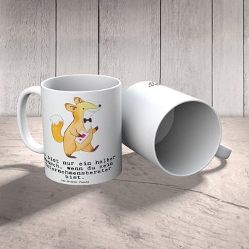 Mr. & Mrs. Panda Tasse Unternehmensberater Herz - Weiß - Geschenk, Firma, Kaffeebecher, Tass, Keramik, Herzberührende Designs