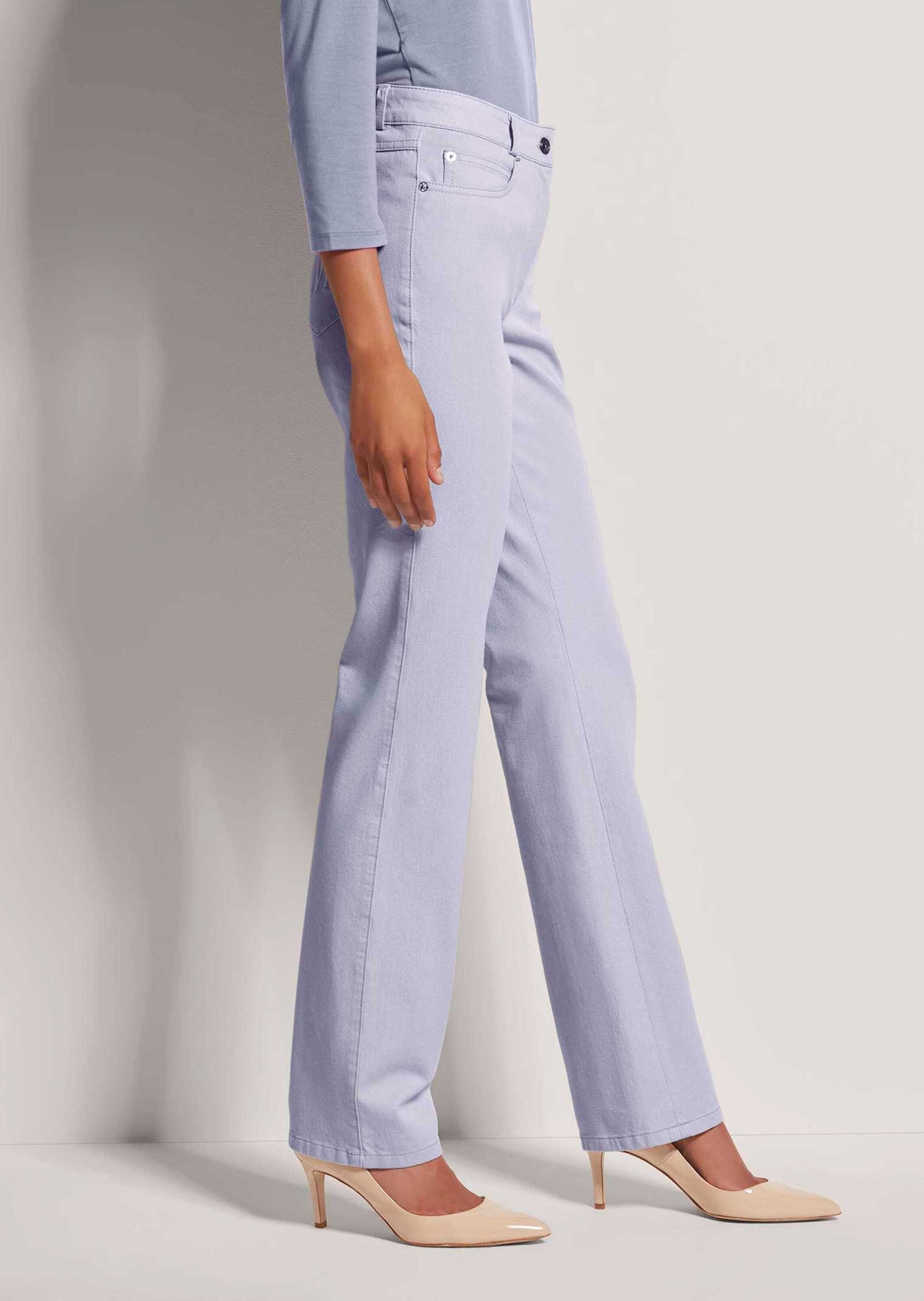 MADELEINE Gerade Jeans Schmale Jeans im Five-Pocket-Style Basichose mit Formbund, Gürtelschlaufen und Knöchellang