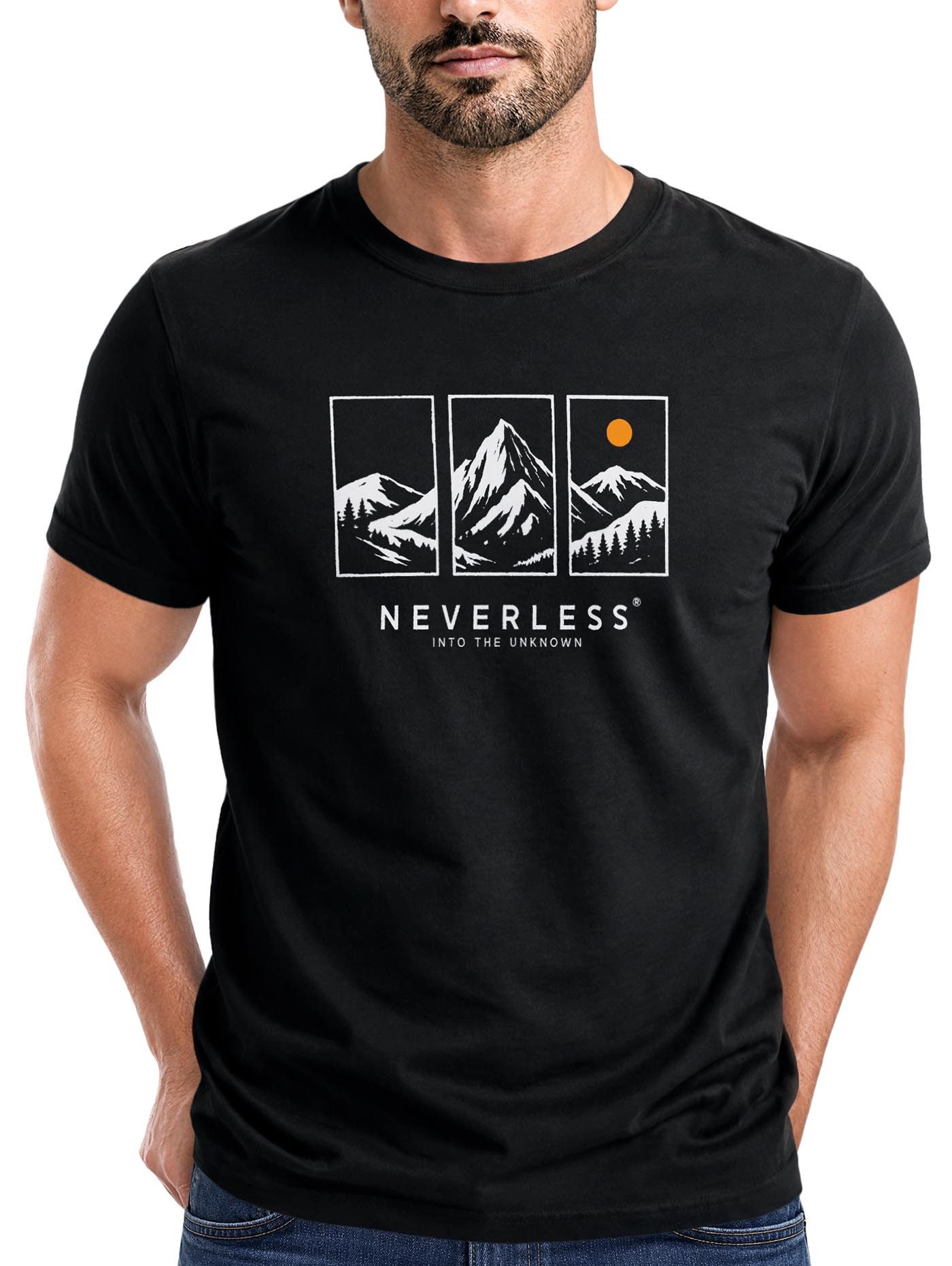 Print-Shirt Herren T-Shirt Outdoor Design Berge Statement Into the Unknown