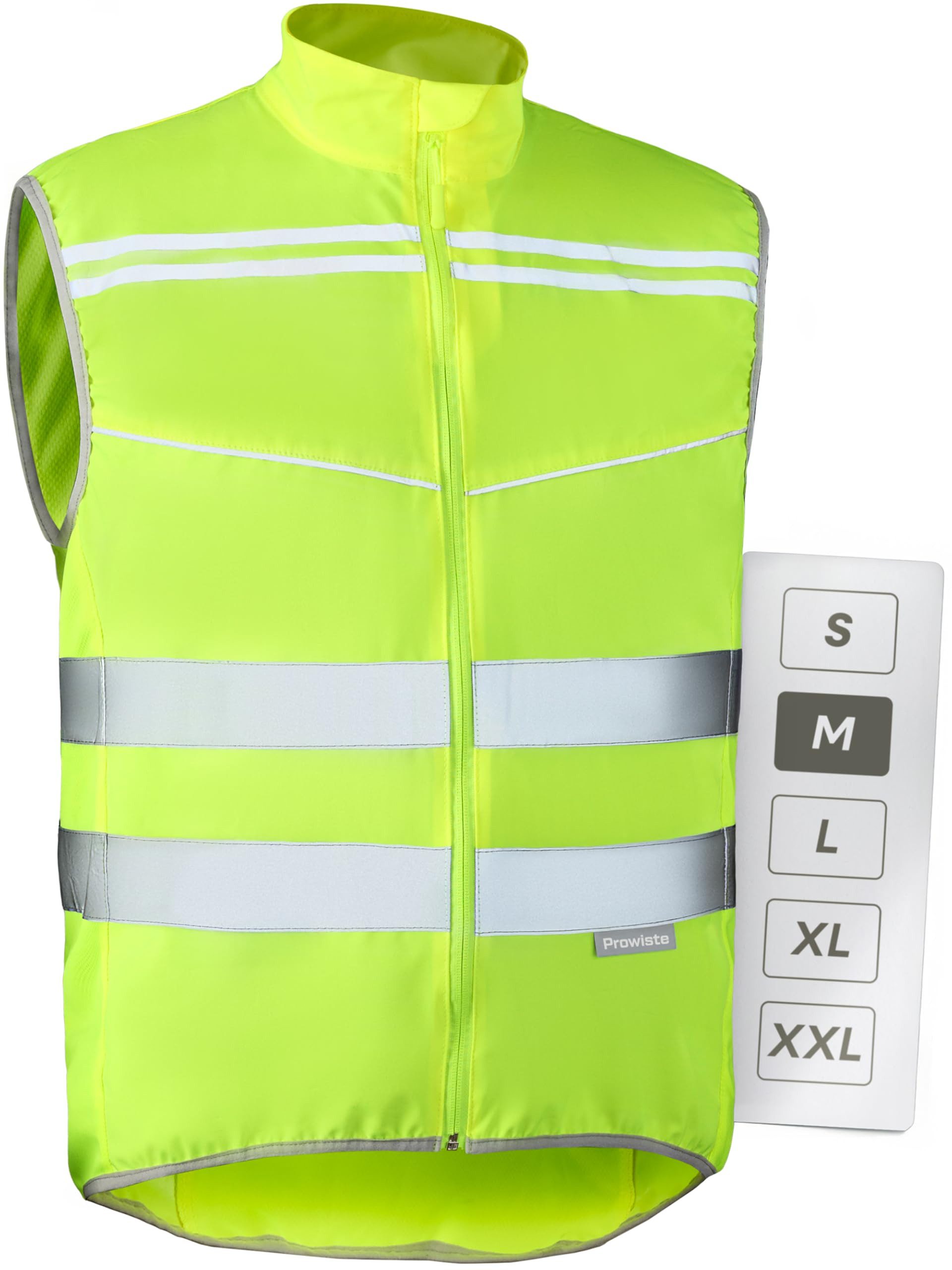 Prowiste Warnweste Fahrradweste Herren & Damen – Hohe Sichtbarkeit in Neon Gelb (Fahrradweste reflektierend, 1-tlg., 1 x Bike Vest) Atmungsaktiv (Mesh) & Rückentasche – Hohe Sichtbarkeit beim Laufen
