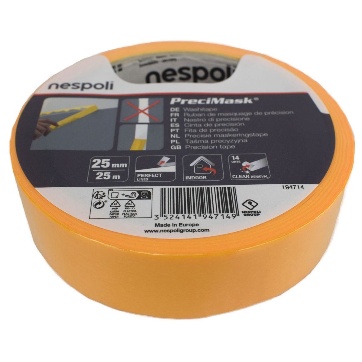 Nespoli Klebeband Washitape orange Rolle Klebeband