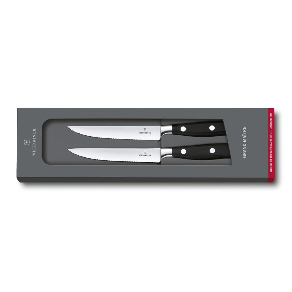 Victorinox Steakmesser Victorinox Grand Maître Steakmesser-Set, Wellenschliff, schwarz