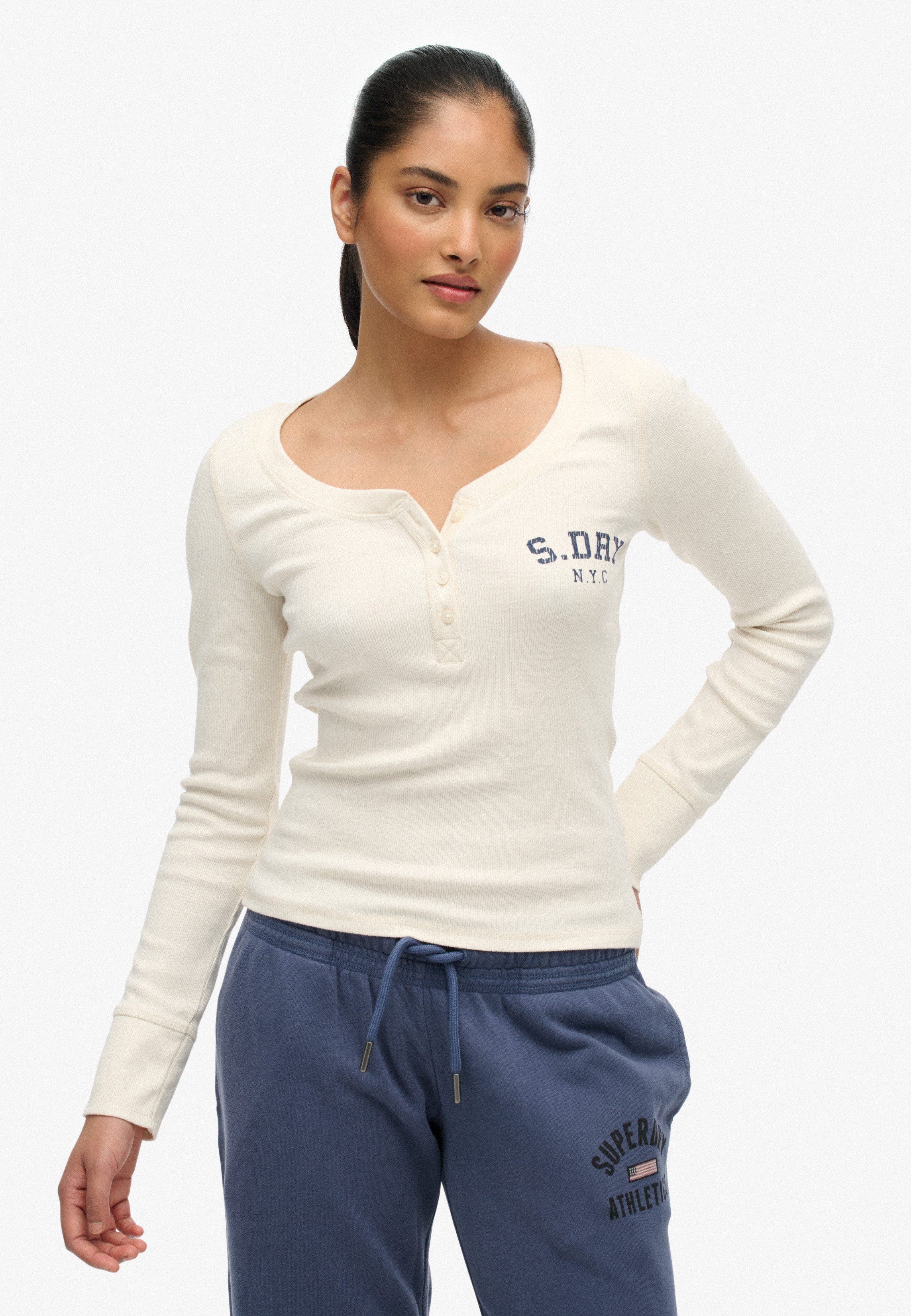Superdry Langarmshirt ATHLETIC BUTTON DOWN LS TOP im Henley-Stil günstig online kaufen