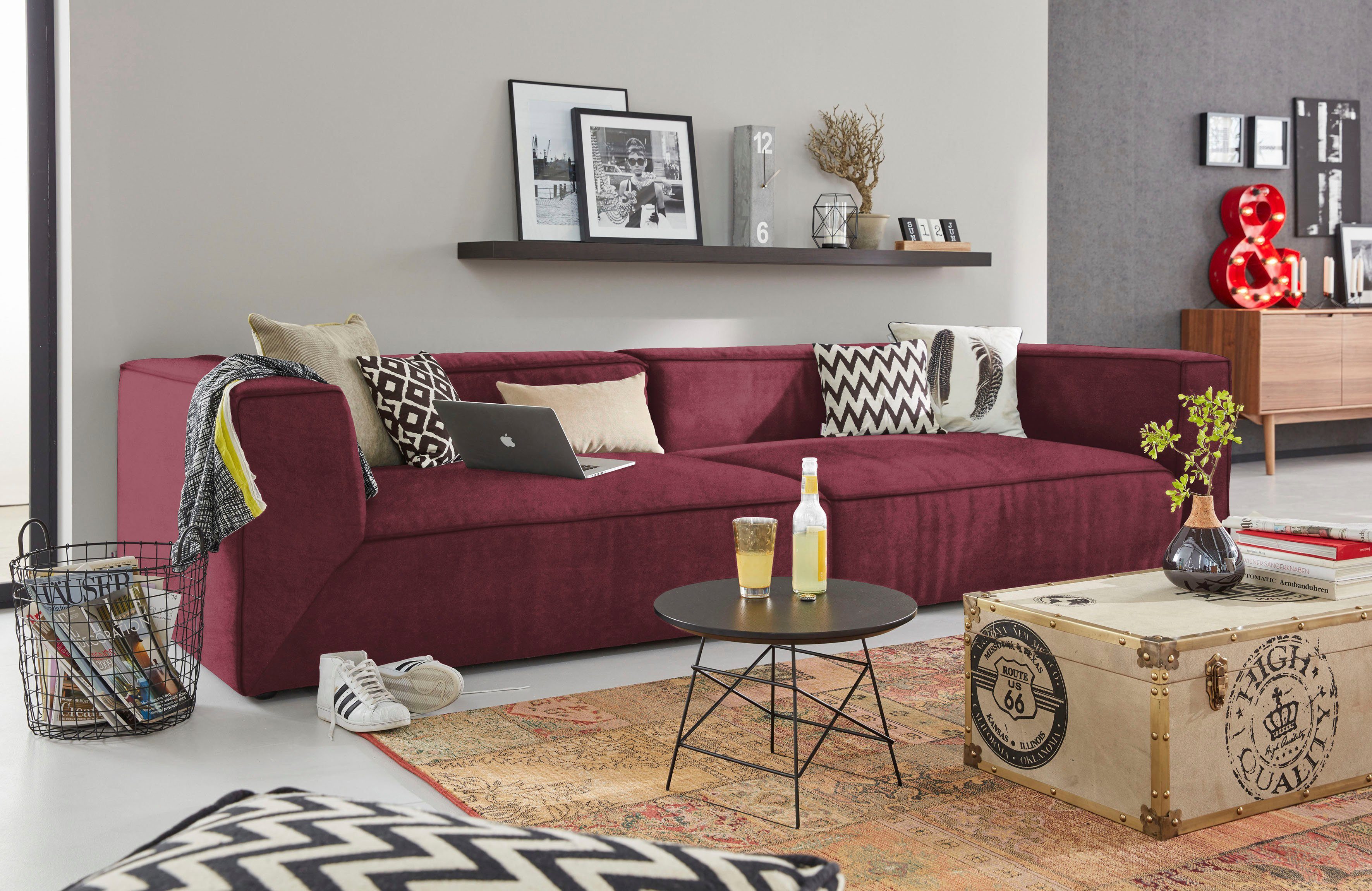 HOME CUBE, Big-Sofa mit wahlweise Sitztiefenverstellung, in cm TOM BIG 129 2 TAILOR Breiten, Tiefe
