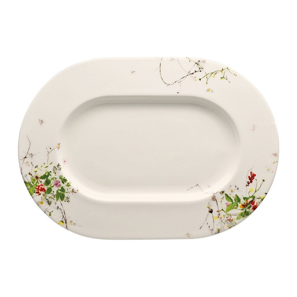 Rosenthal Servierplatte Rosenthal Brillance Bone China Fleurs Sauvages Servierplatte oval 34, Porzellan, (Packung)