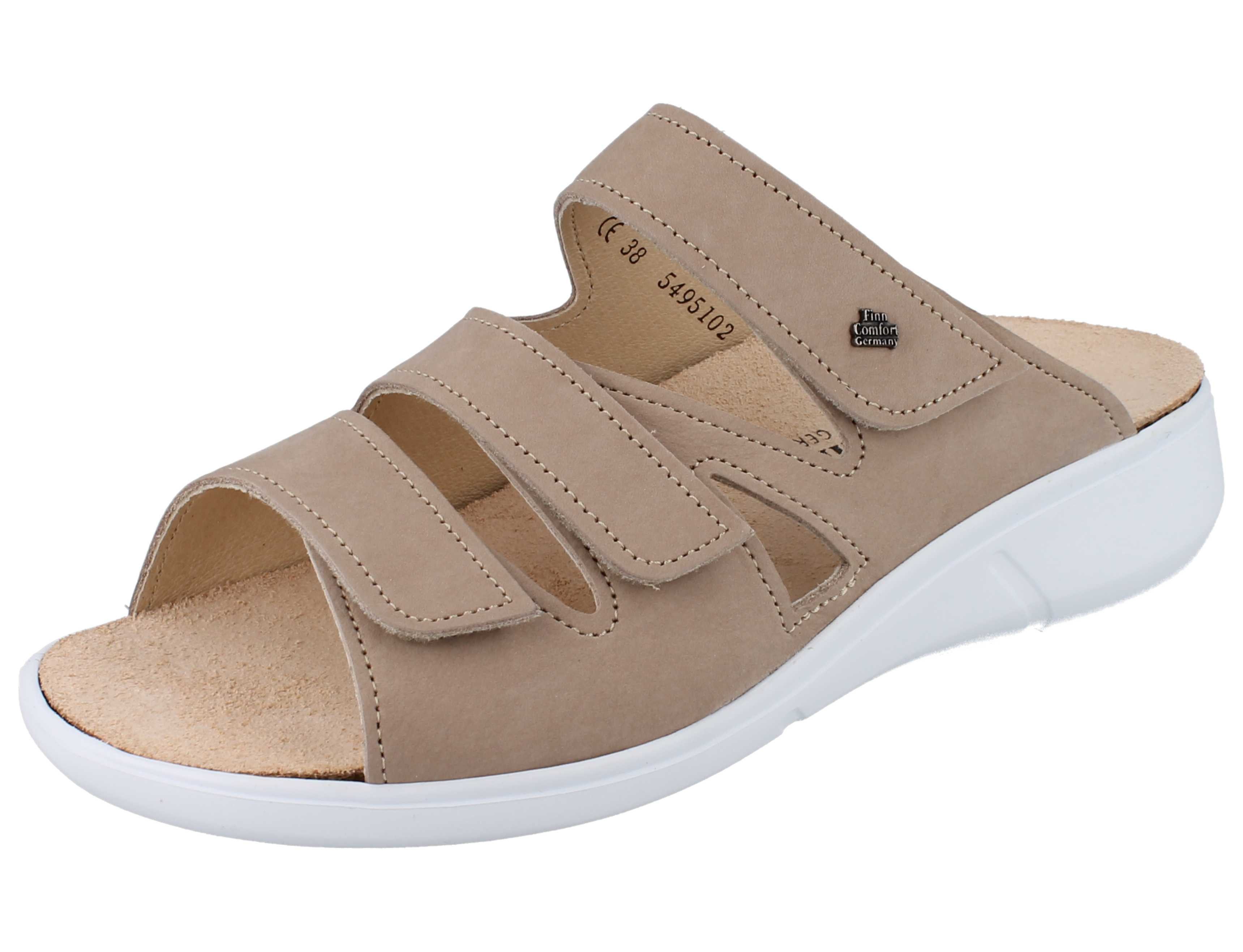 FINN COMFORT Kiribati Damen Pantolette taupe Nubukleder - Größe: 37 Pantolette