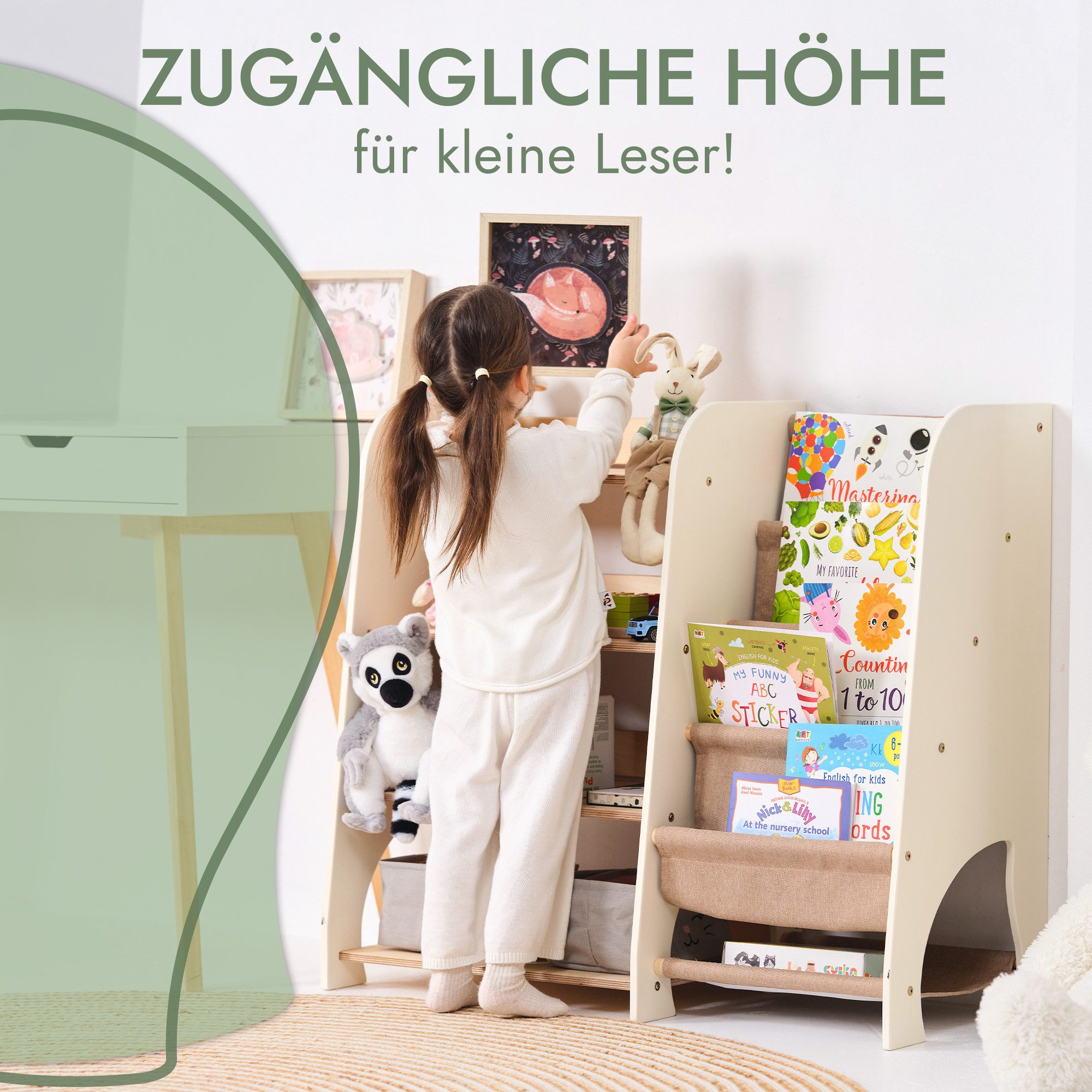Goodevas Kinderregal Holz-Bücherregale Funktionaler Spielzeugorganisator fü günstig online kaufen