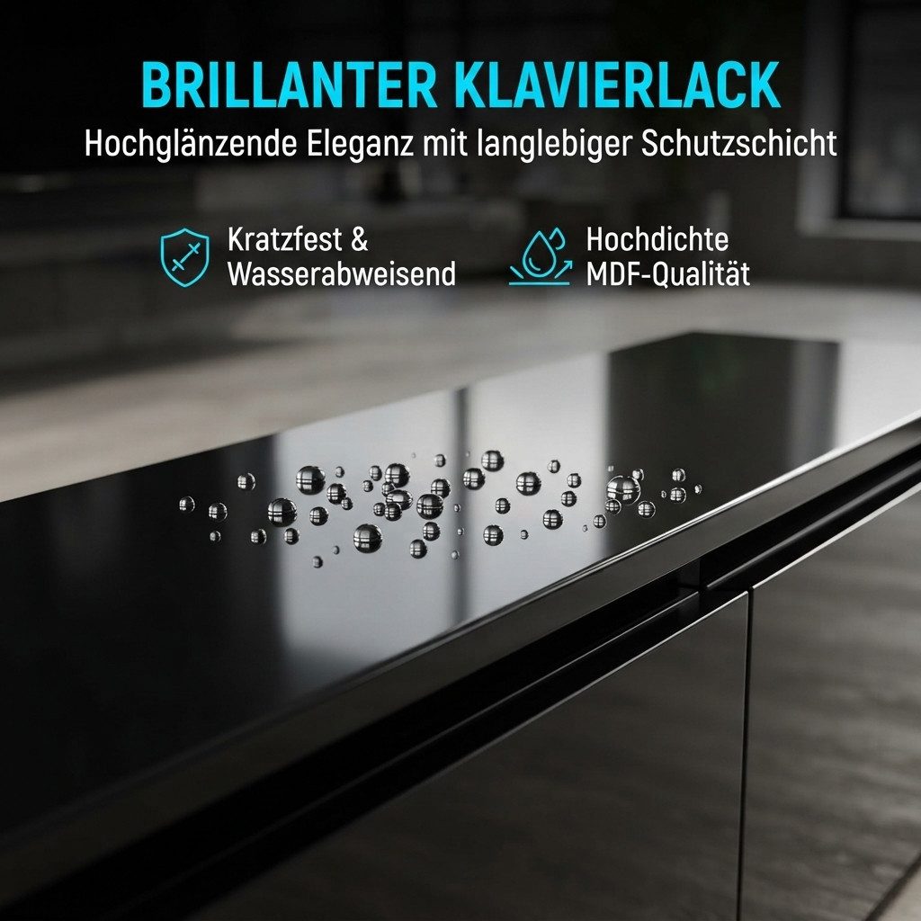 PXloue TV-Schrank in wohnzimmerd TV-Lowboard mit LED-Beleuchtung und Steckdosen Mit 2 Türen, Regalen und viel Stauraum 180 x 35 x 52 cm – Bild 4 von 5