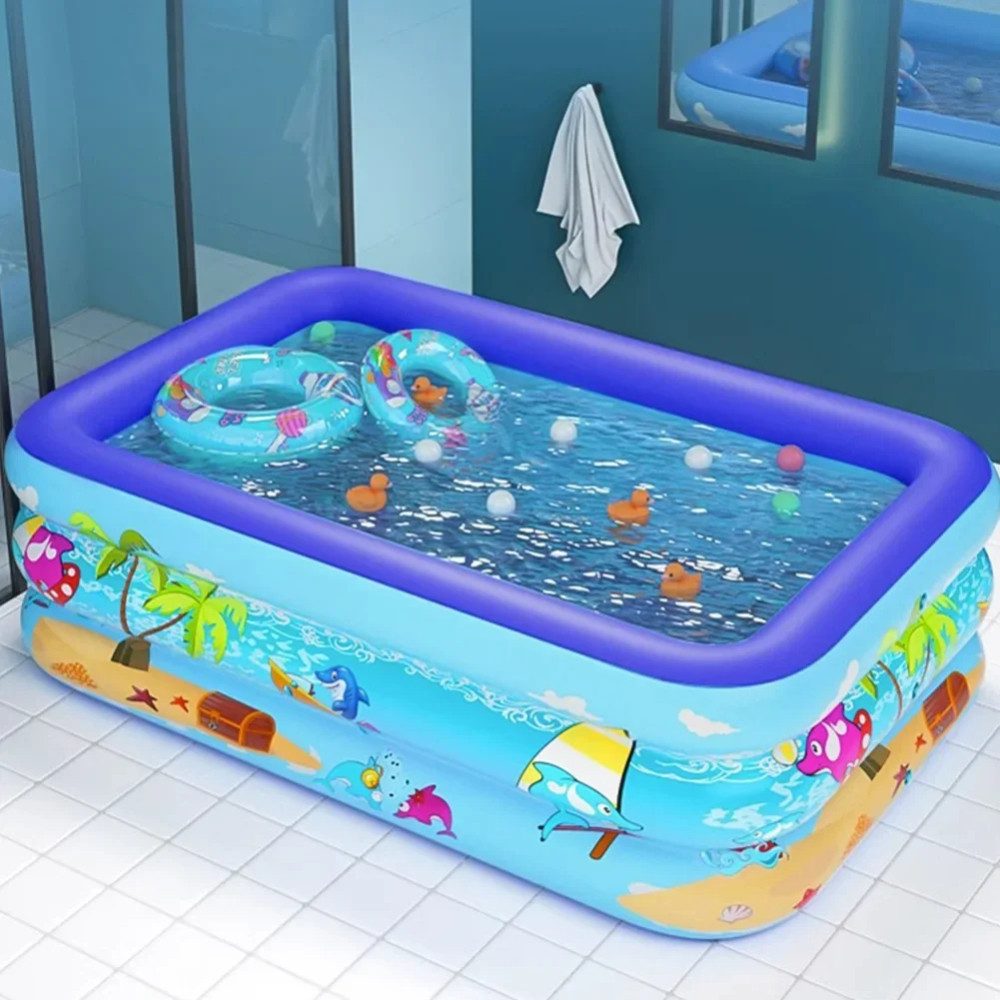 Blusmart Planschbecken Aufblasbarer Pool, (Kinderpool,Kinder Planschbecken, Cartoon-Verdickungs-Schwimmbecken), Für Kleinkinder, Kinderbecken