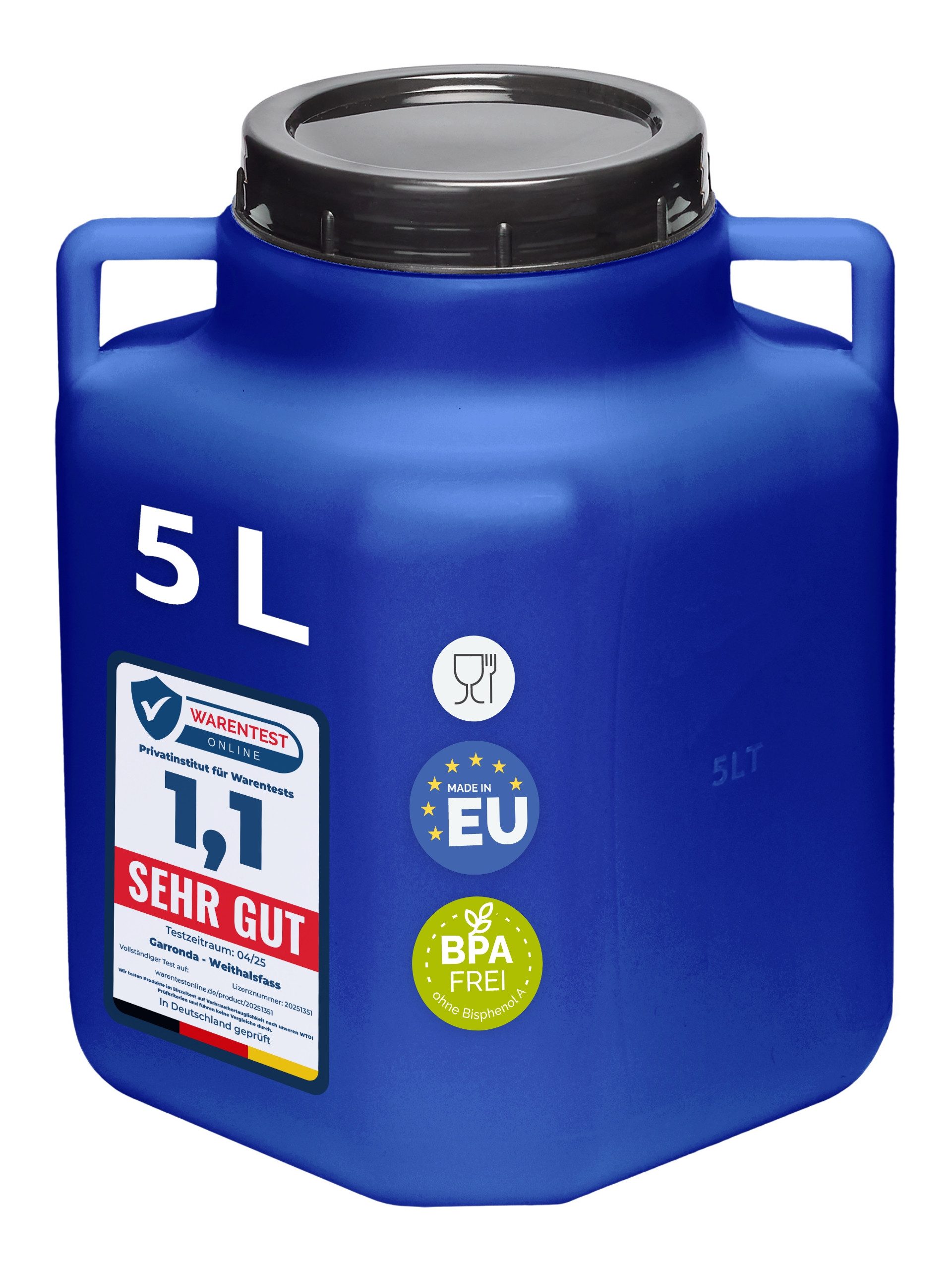 Garronda Regentonne 5L BPA-frei quadratisches Fass und Behälter mit Deckel günstig online kaufen