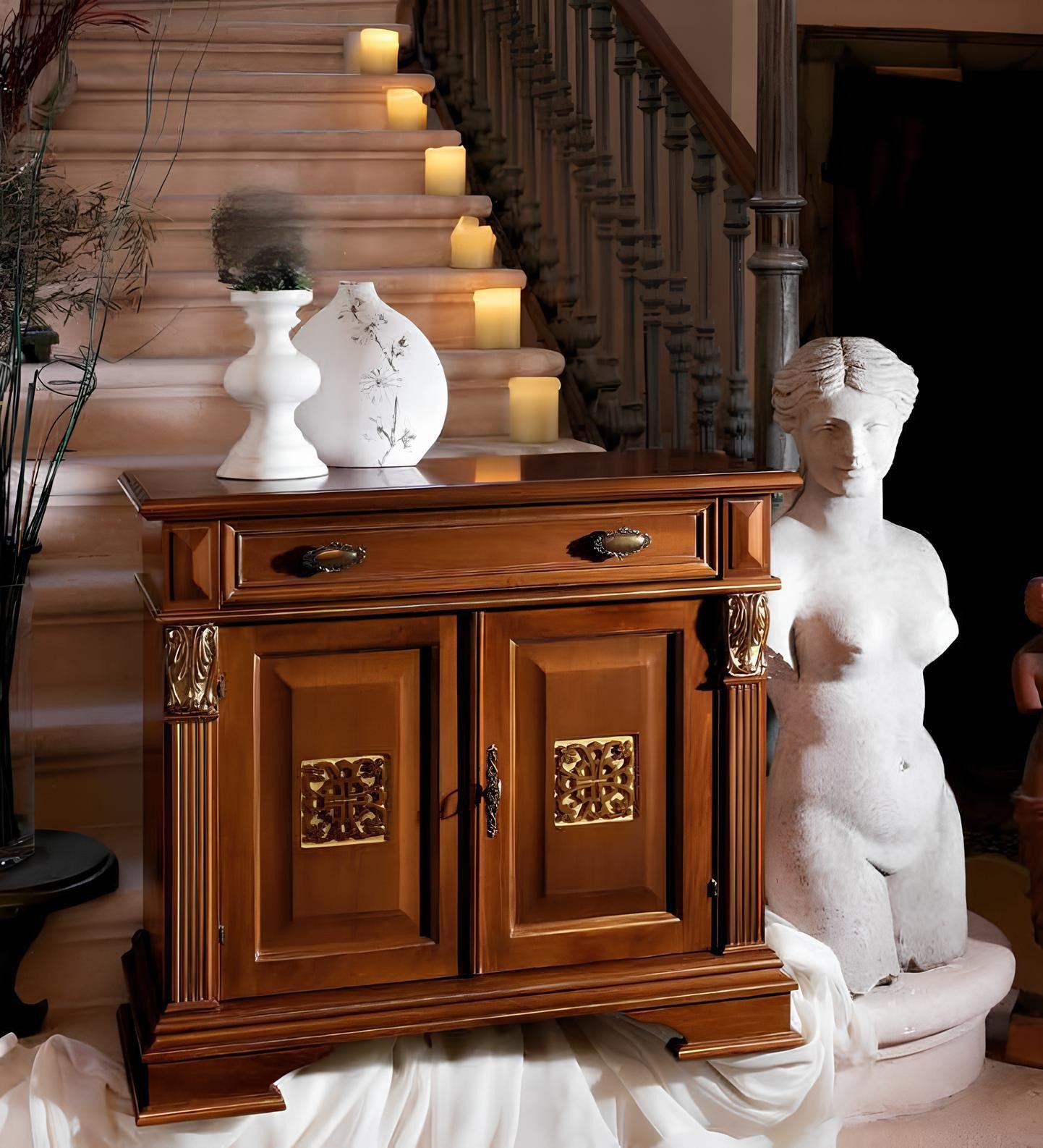 JVmoebel Kommode Klassischer Wandschrank aus Holz mit eleganter Vitrine (1 St), Made in Europa
