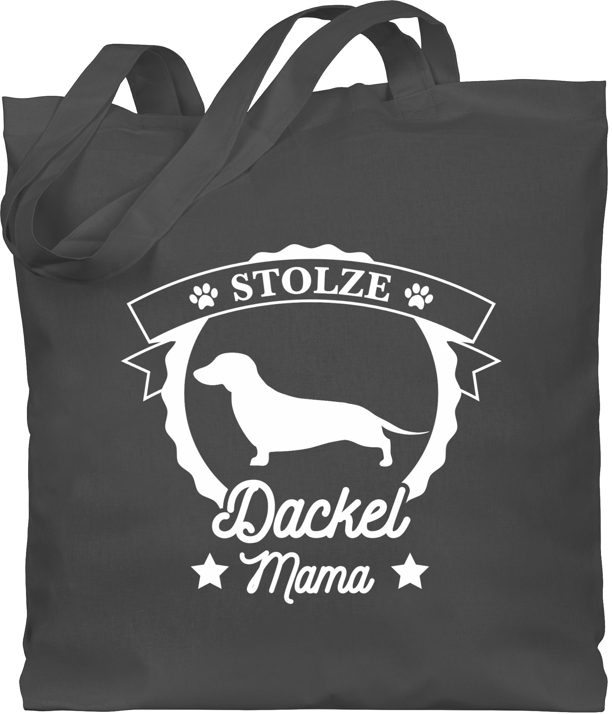 Shirtracer Umhängetasche Stolze Dackel Mama, Geschenk für Hundebesitzer 1 Dunkelgrau