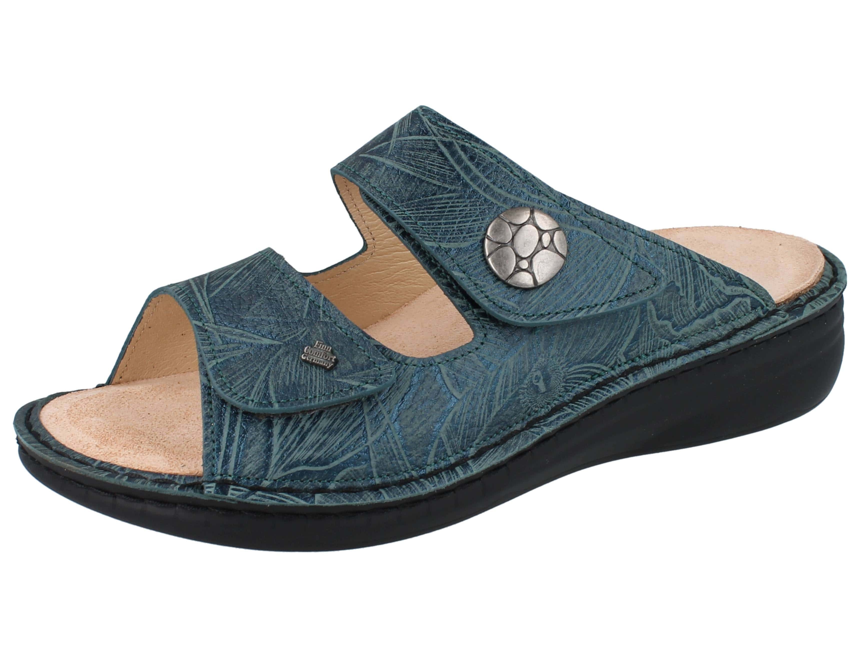 FINN COMFORT Moorea Damen Pantolette petrol Glattleder - Größe: 42 Pantolette