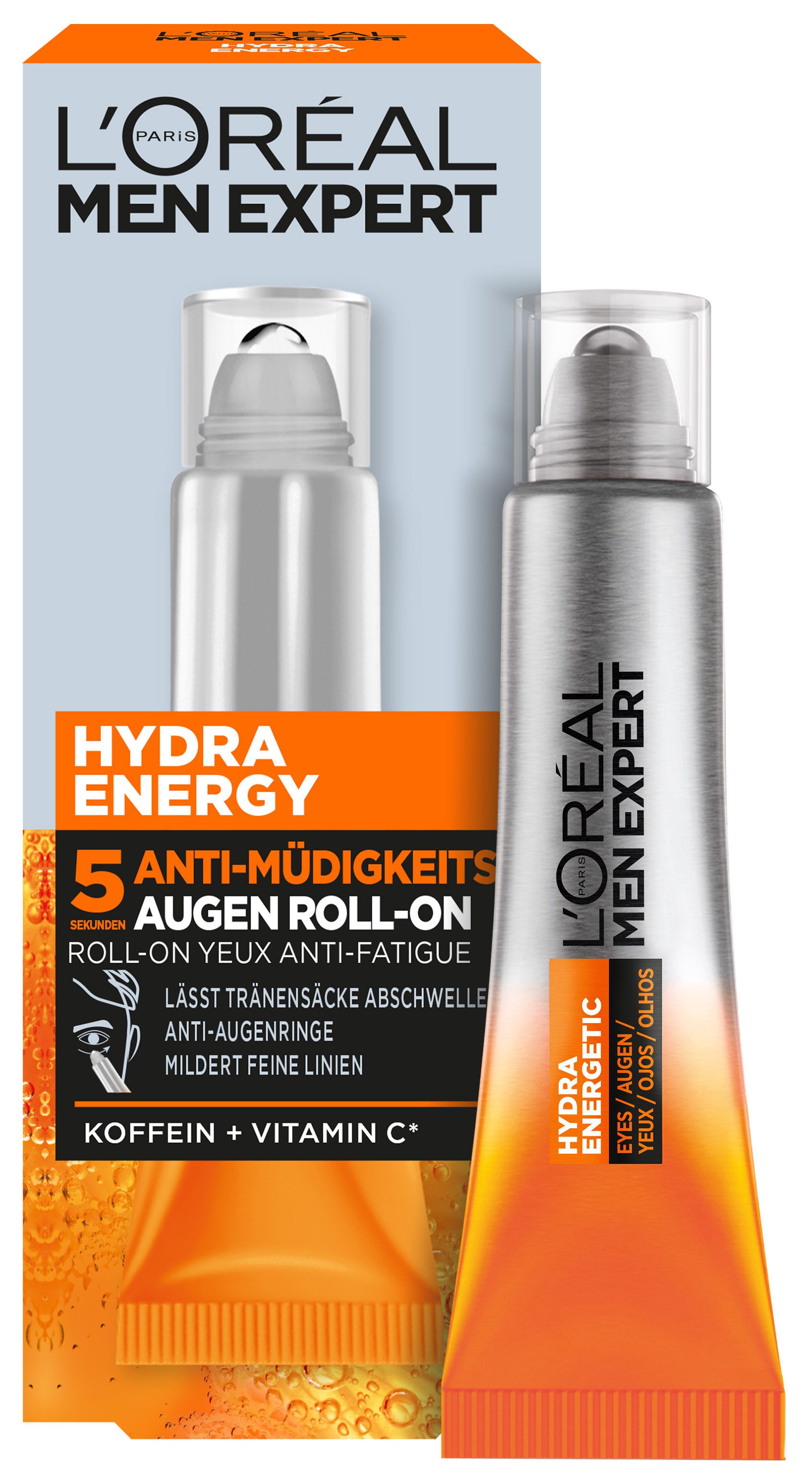 L'ORÉAL PARIS MEN EXPERT Augen-Roll-on Hydra Energy Anti-Müdigkeit, mit Active-Gel-Formel