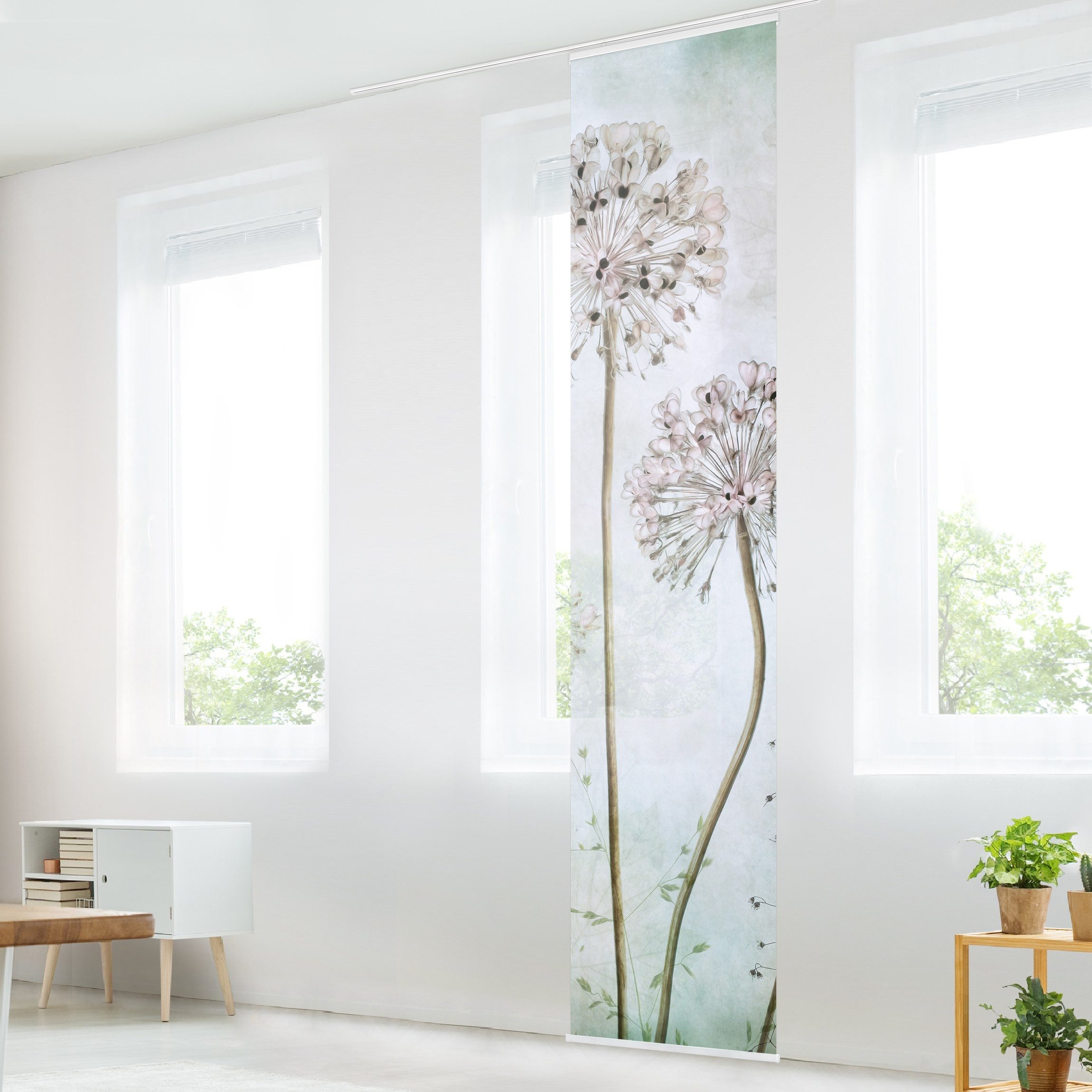 Bilderdepot24 Schiebegardine modern Flächenvorhang blickdicht Lauchblüten günstig online kaufen