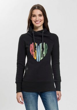 Ragwear Sweater NESKA LOVE O mit asymetrischem Schalkragen im Rainbow Pride-Design