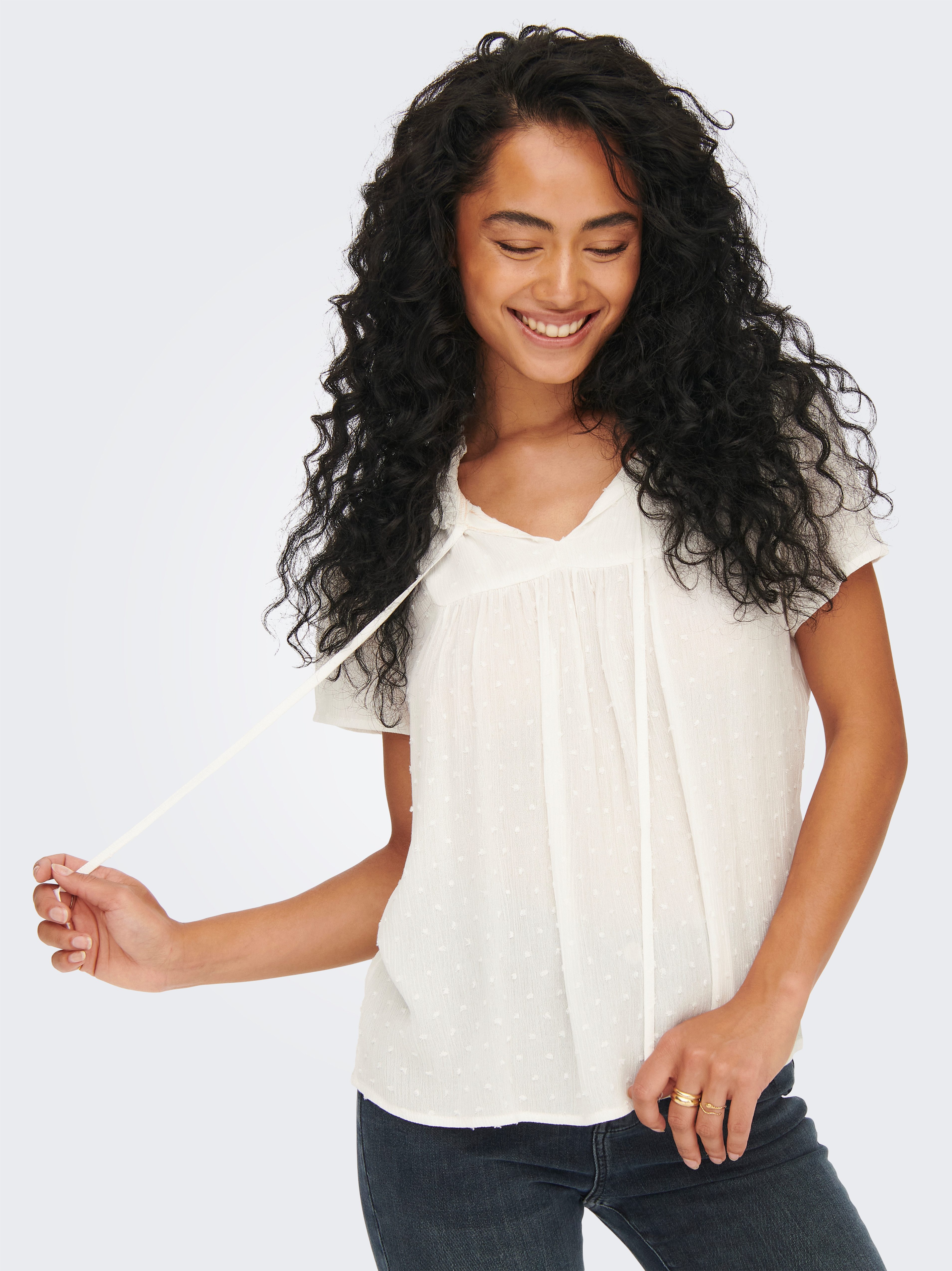 JDY Kurzarmbluse JDYLIMA LIFE S/S TOP WVN NOOS Viskose, loose fit