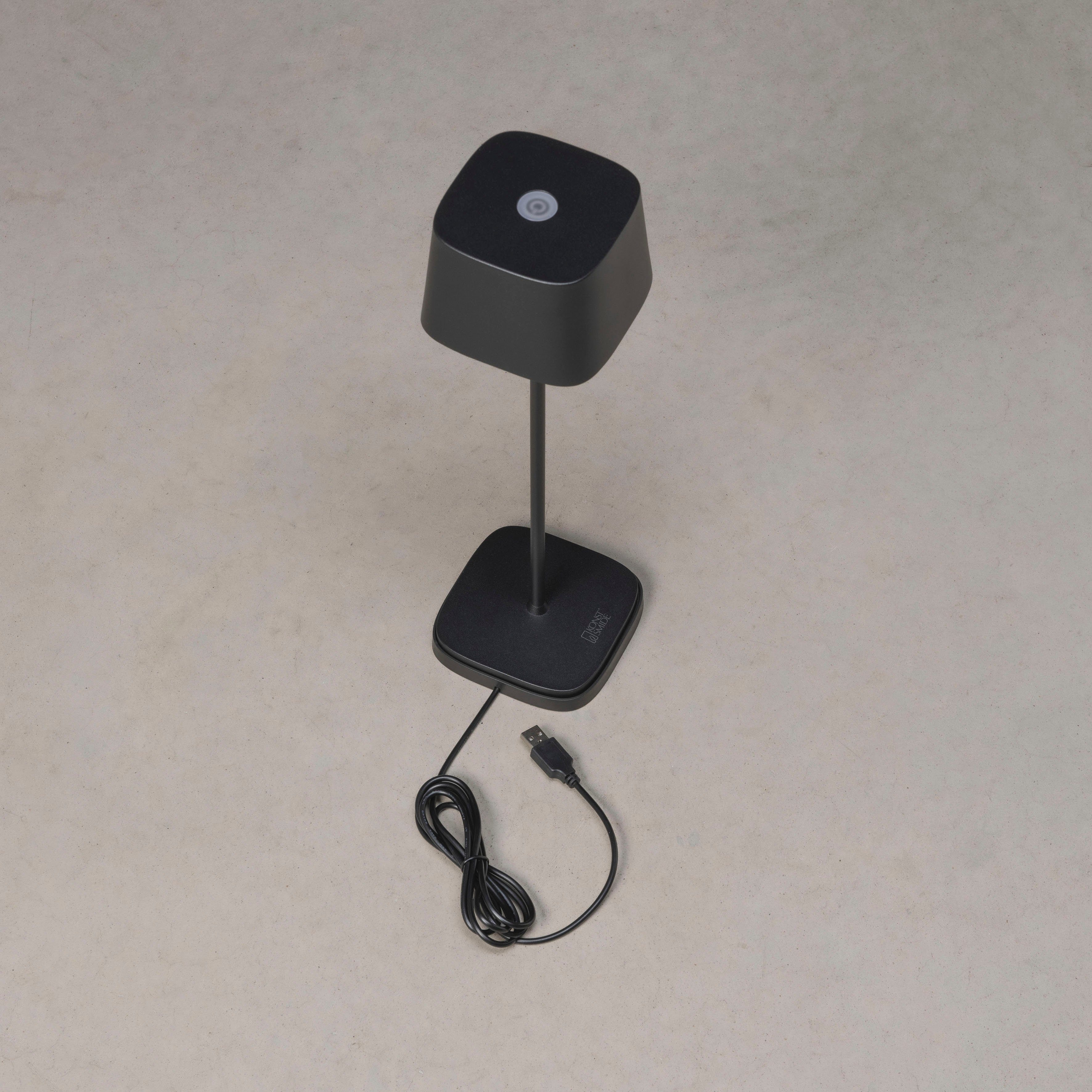 KONSTSMIDE LED Tischleuchte fest Warmweiß, LED Farbtemperatur, schwarz, Capri Capri, LED dimmba USB-Tischleuchte integriert