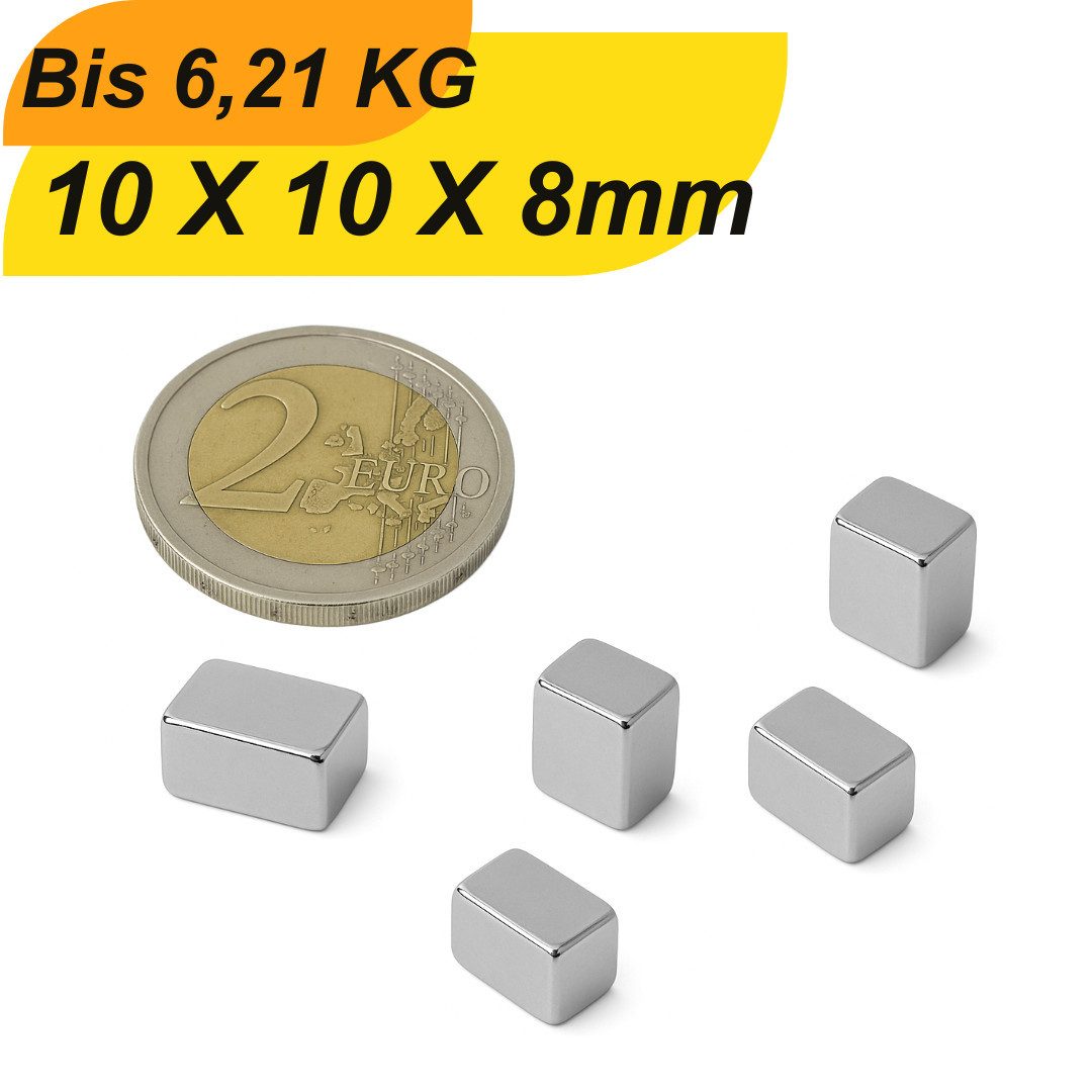 Magnet Neodym Magnet 10x10x8mm Supermagnete hohe Haftkraft Quadermagnete