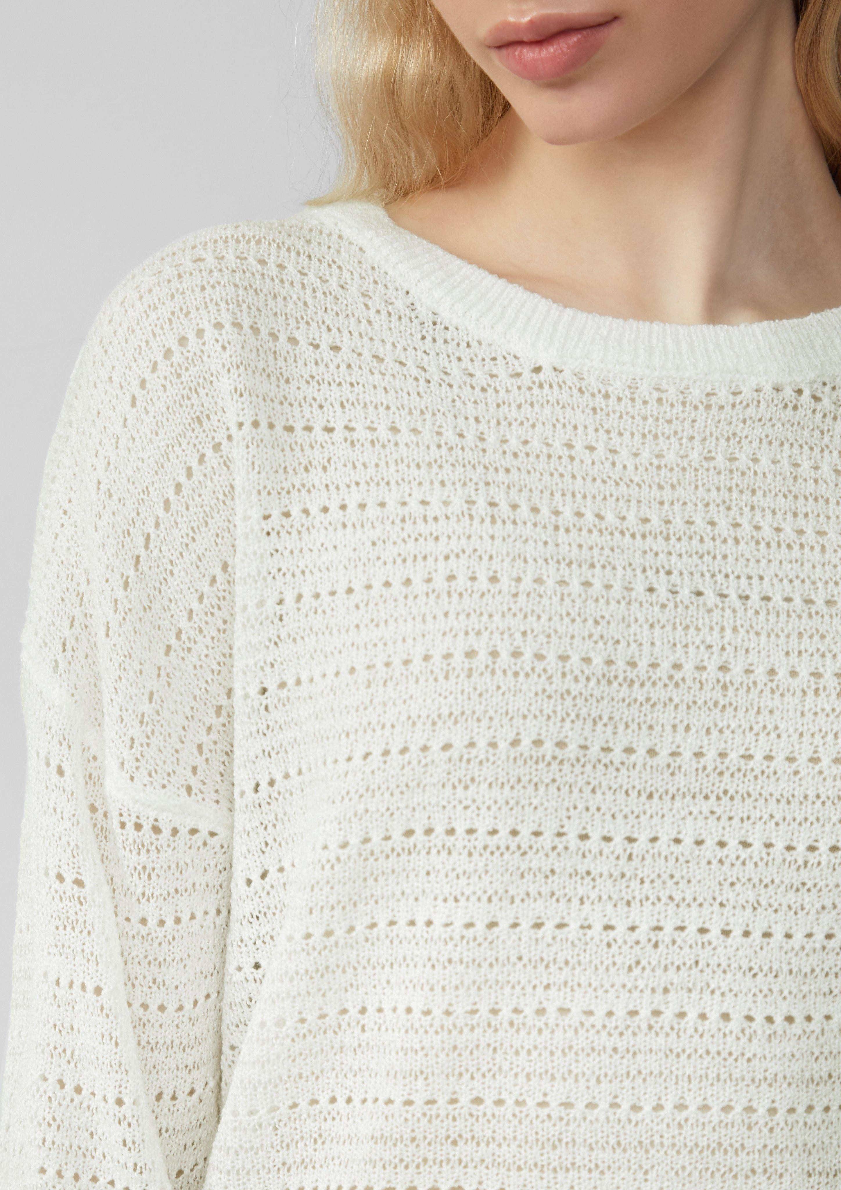 QS Strickpullover leichter Pullover mit Ajourmuster günstig online kaufen