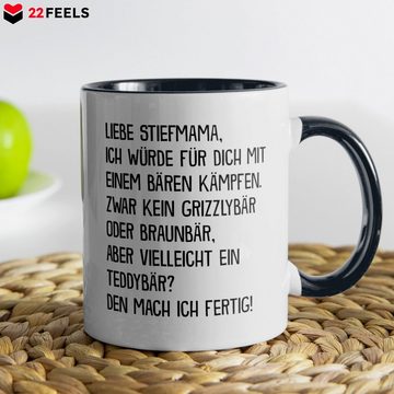 22Feels Tasse Stiefmama Geschenk Muttertag Bonusmama Stiefmutter Geburtstag Frauen, Keramik, Made in Germany, Spülmaschinenfest, Zweifarbig