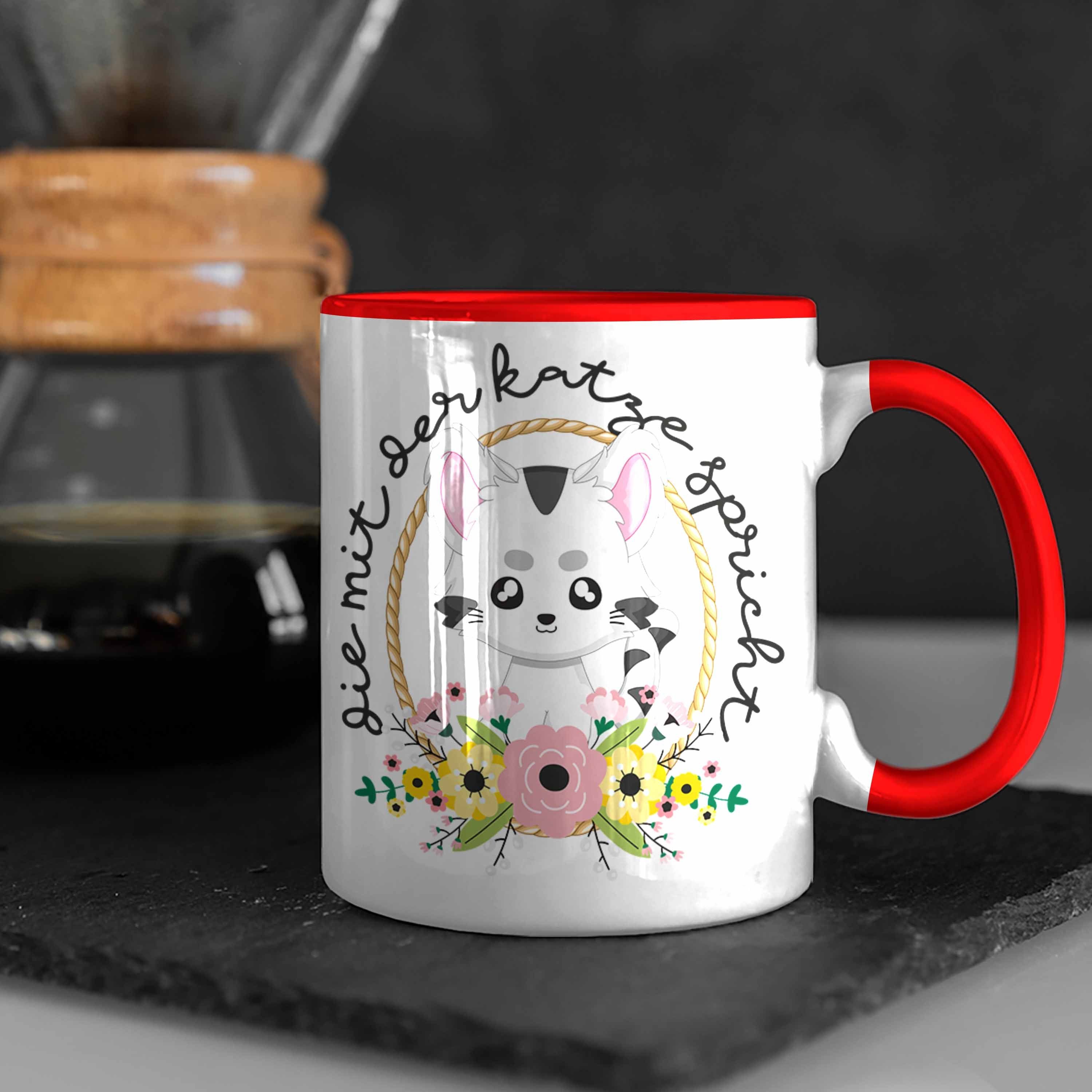 Katz Katze Spricht Geschenk - Die Trendation Tasse Rot Mit Tasse Der Trendation Katzen-Mama