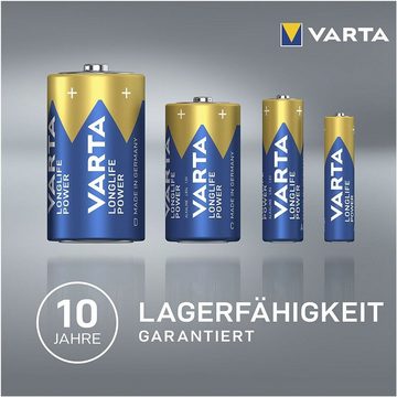VARTA LONGLIFE Power Batterie, (1.5 V, 12 St), Micro / AAA / LR03, 1,5 V, Alkali-Mangan, mit langer Lebensdauer
