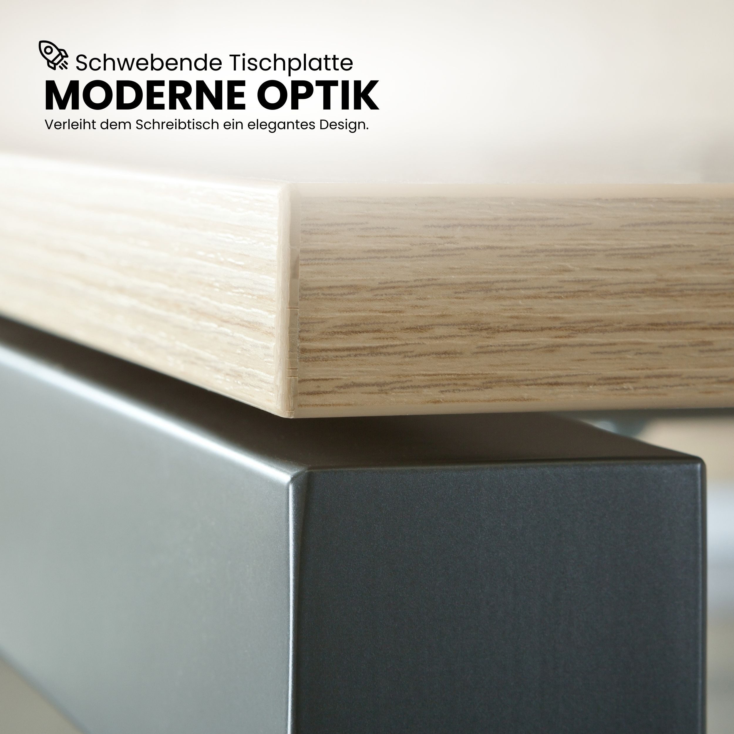 bümö Schreibtisch bümö Schreibtisch Serie-R, Rechteck: 160 x 80 cm - Dekor: Eiche - Gestell: Graphit