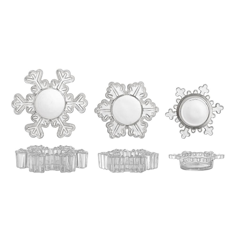 Bloomingville Teelichthalter Dania Kerzenhalter Schneeflocke, Glas, 3er Set, Schneeflockenform, Adventsdeko, Winterdeko, Tischdekoration