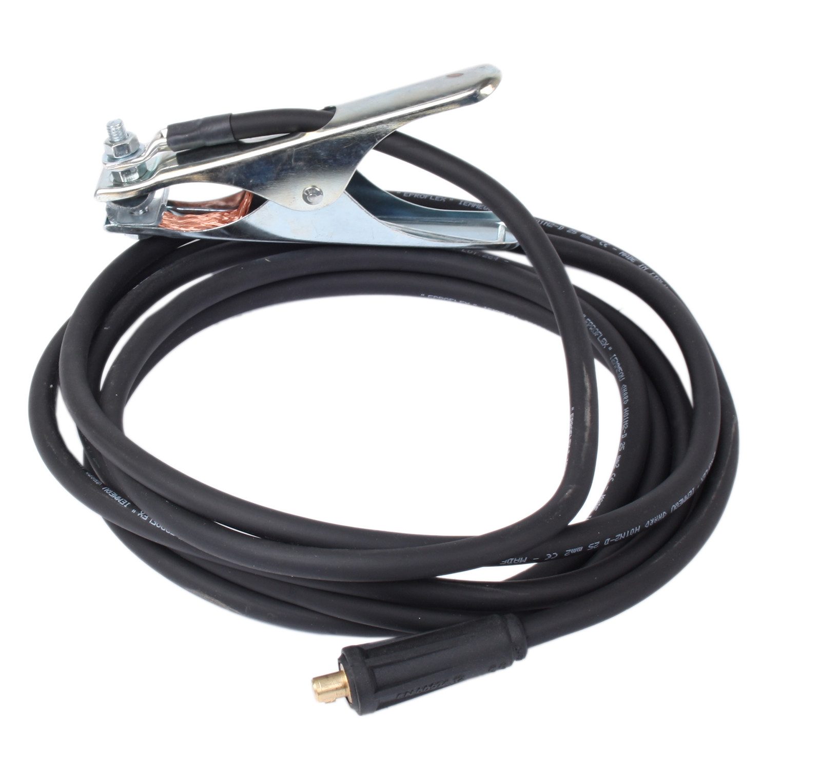 WELDINGER Elektroschweißgerät Kupfer Massekabel 4 m 25mm² T25 9mm Gummiqualität mit Erdklemme 200A, Kabelquerschnitt 25 mm², 9 mm Dorn, 200 A