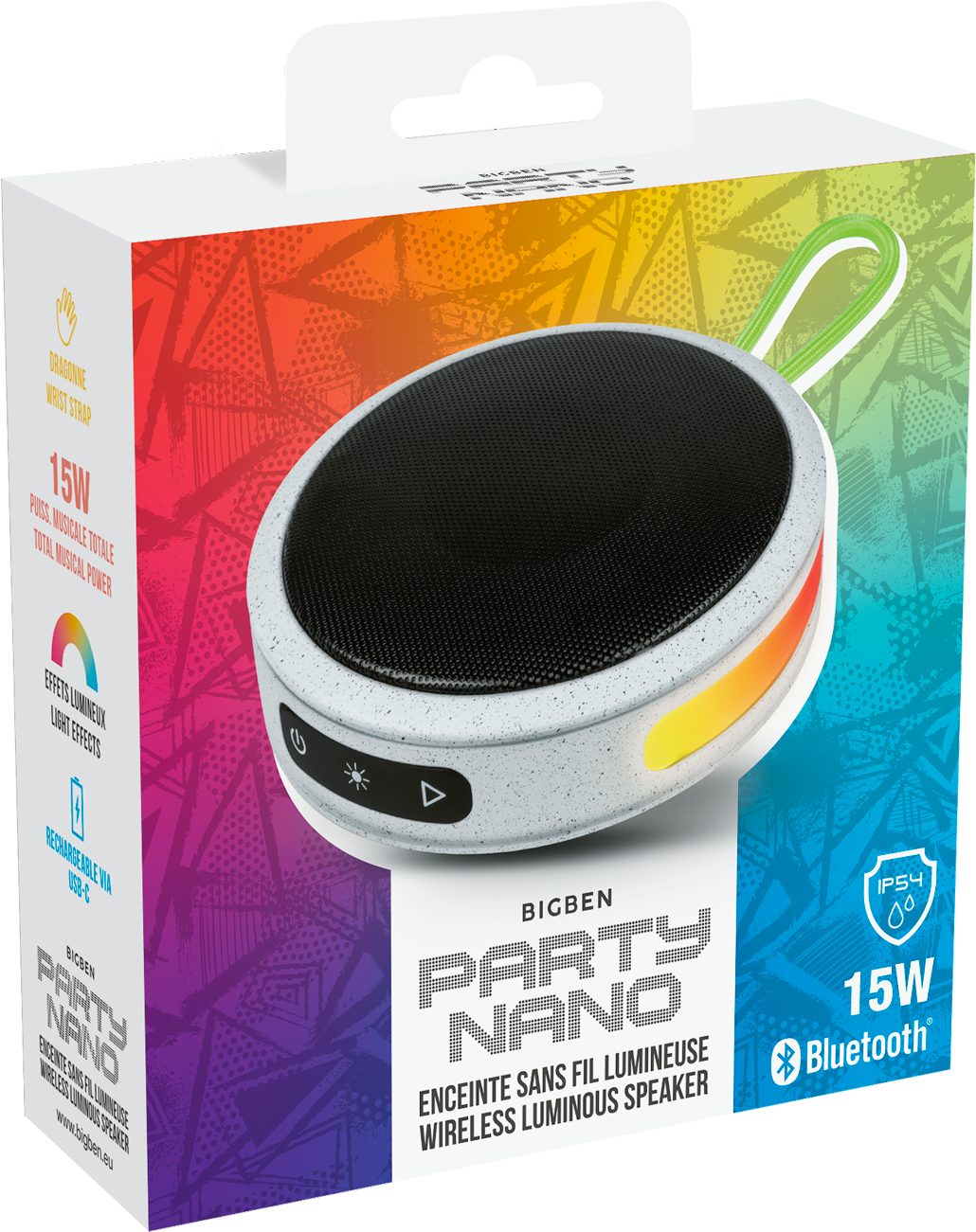 BigBen PARTY Nano [BT-Speaker/disco lighting] white/grey Bluetooth-Lautsprecher