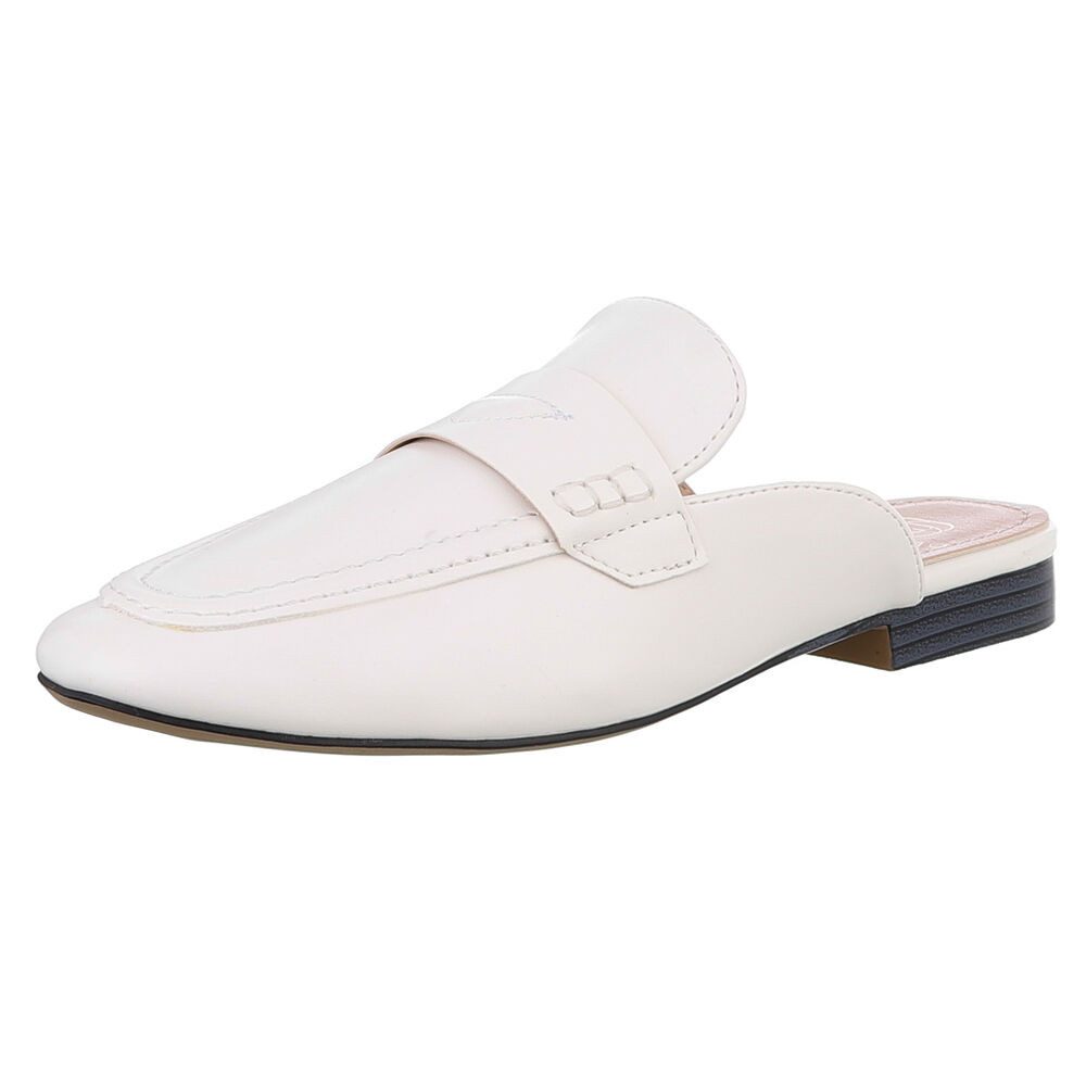 Ital-Design Damen Mules Freizeit Pantolette (88930357) Blockabsatz Pantoletten in Weiß