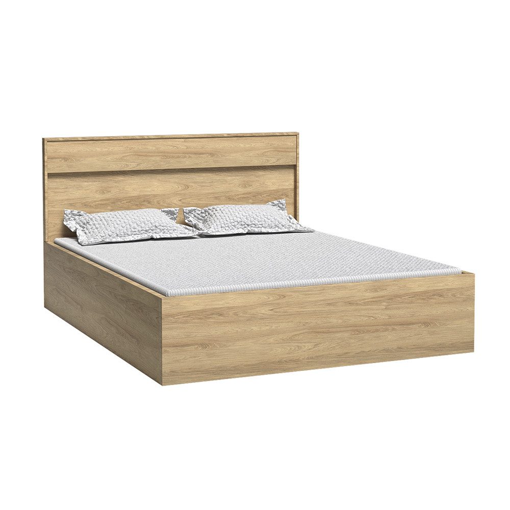 Lomadox Bettgestell MEGARA-161, Doppelbett Jugendbett Ehebett mit Bettkasten Eiche Hickory Design