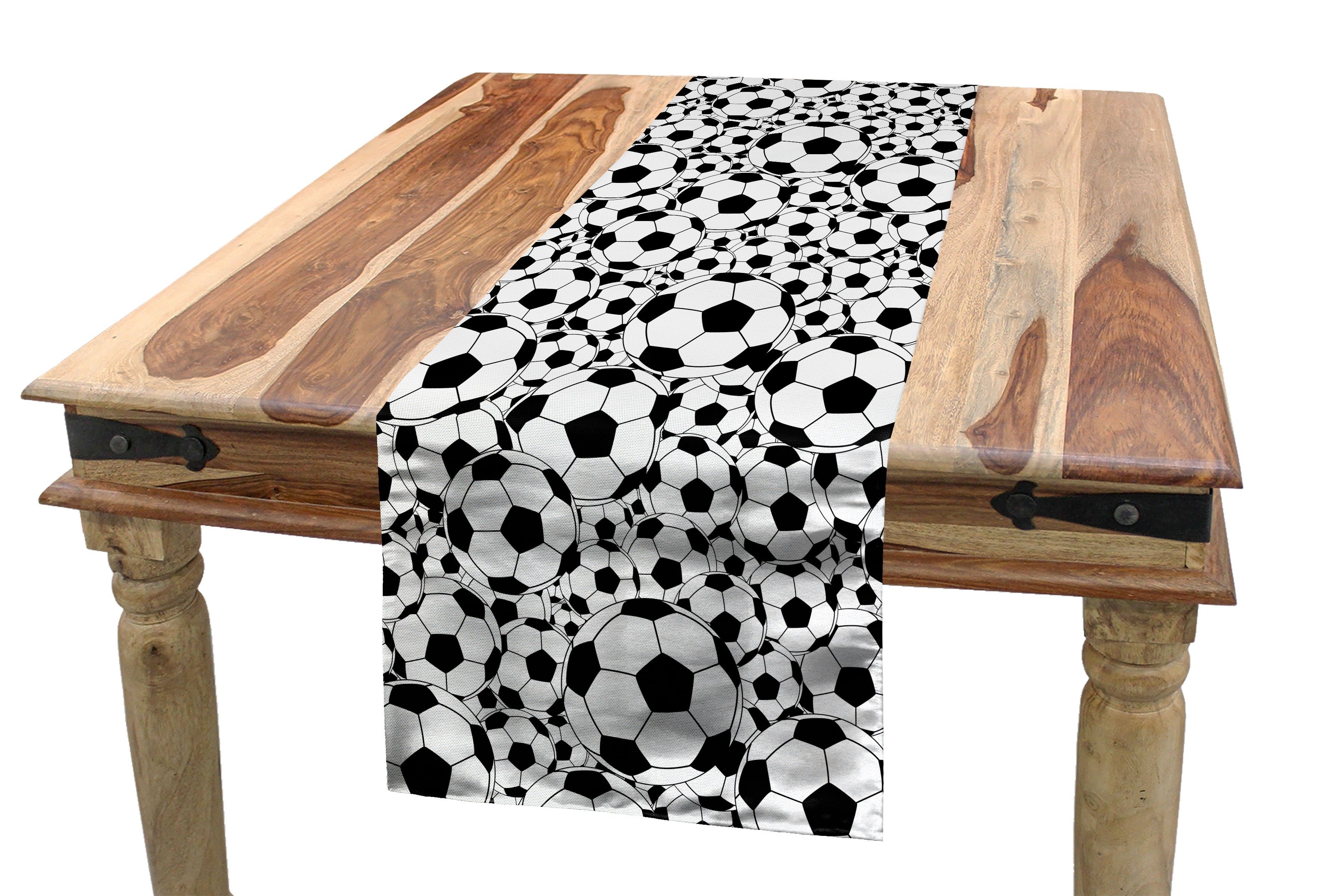Dekorativer Fußball Tischläufer, Abakuhaus Monochrome Rechteckiger Jungen Balls Tischläufer Küche Esszimmer