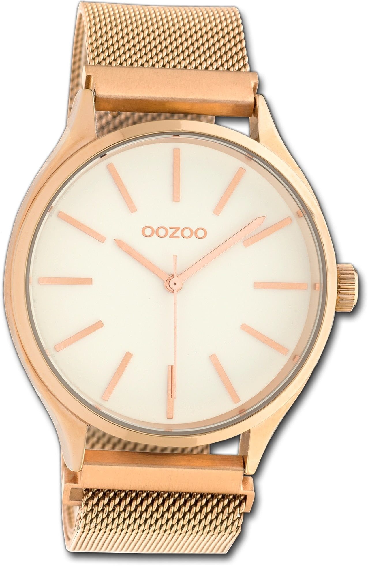 OOZOO Quarzuhr Oozoo Unisex Armbanduhr Timepieces, (Analoguhr), Damen, Herrenuhr Metallarmband rosegold, rundes Gehäuse, groß (40mm)