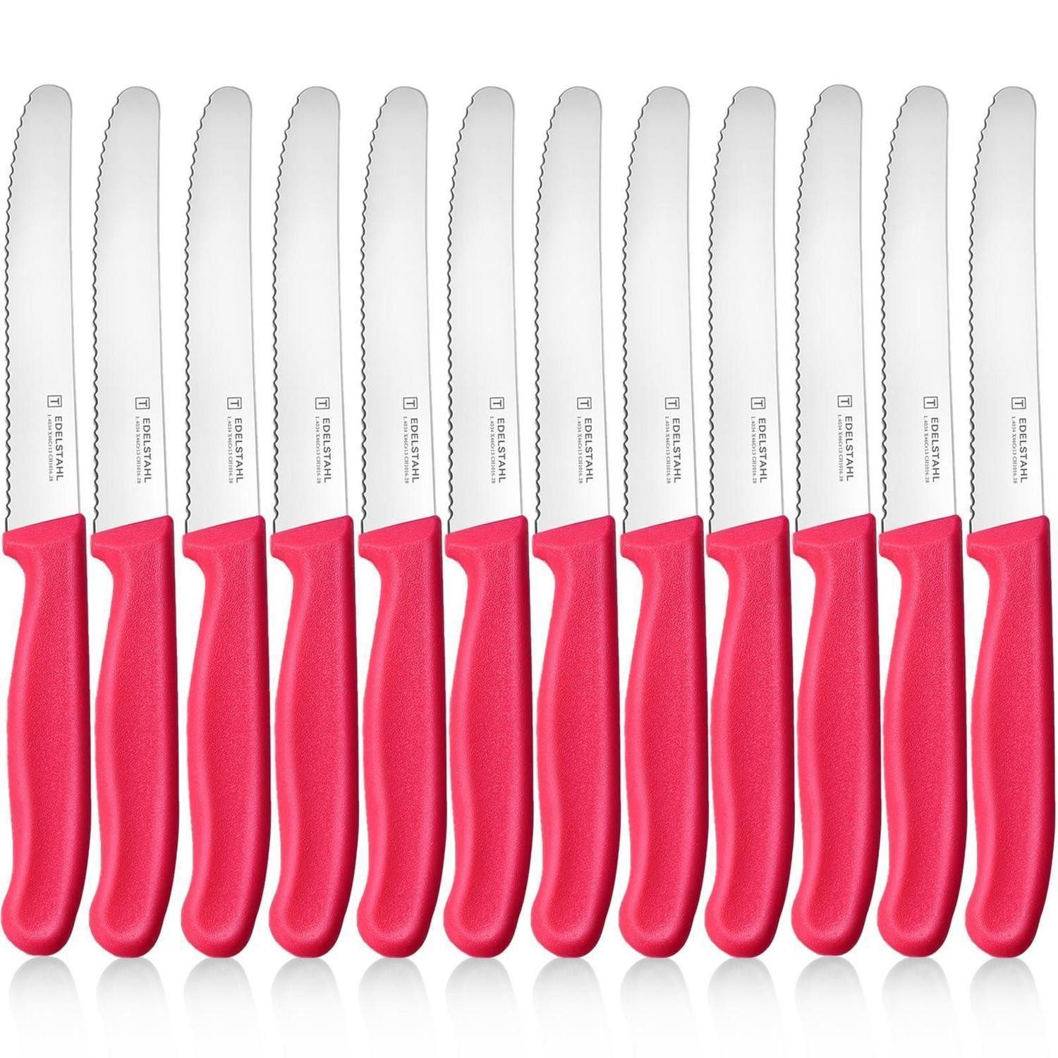 LuxusKollektion Tafelmesser Frühstücksmesser 12tlg. Pink Wellenschliff