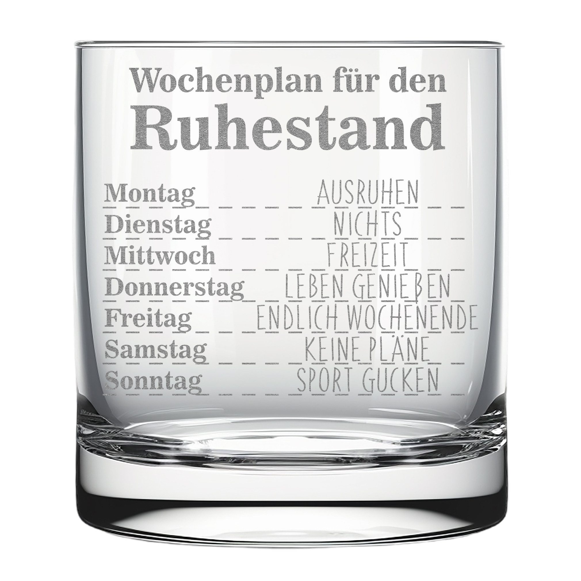 Lasernauten Whiskyglas Glas mit Gravur zur Rente Ruhestand Whiskyglas Geschenk Pensionierung, mit Gravur