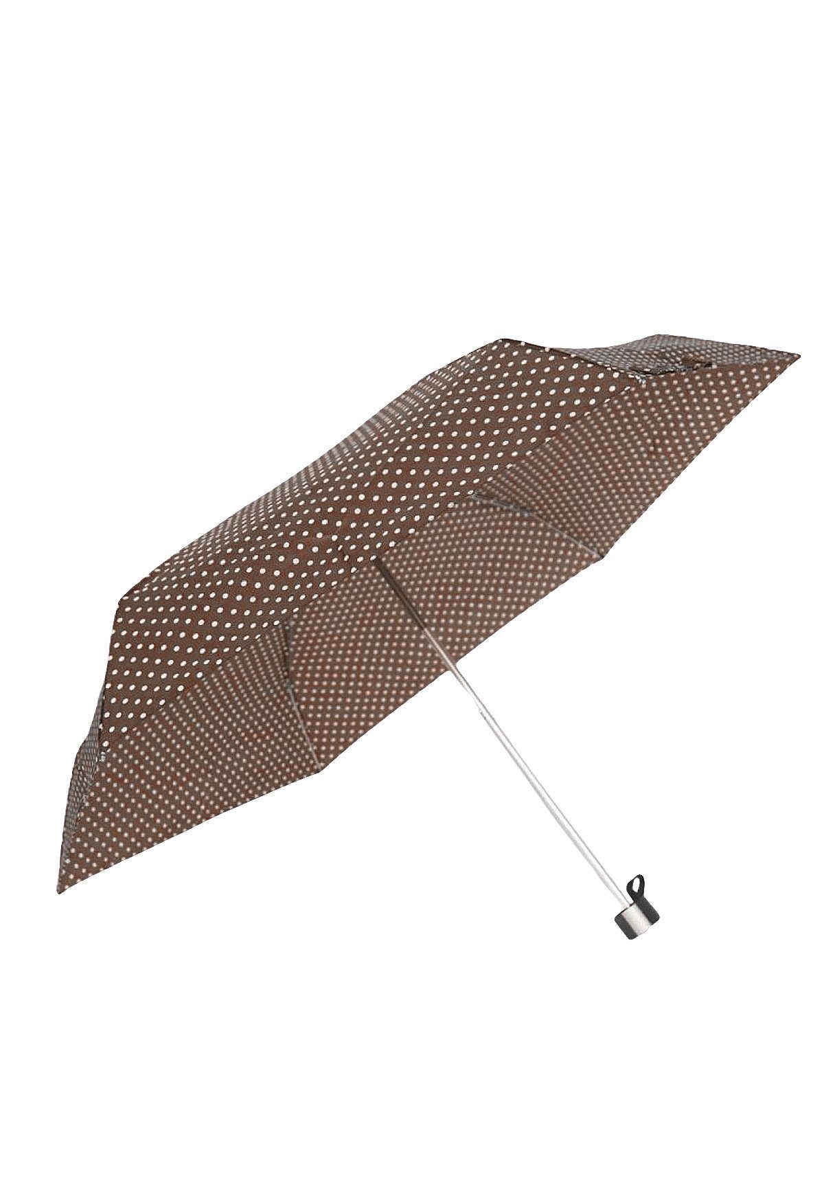ANELY Taschenregenschirm Kleiner Taschen Regenschirm Mini Ausführung Gepunktet, 4684 in Braun