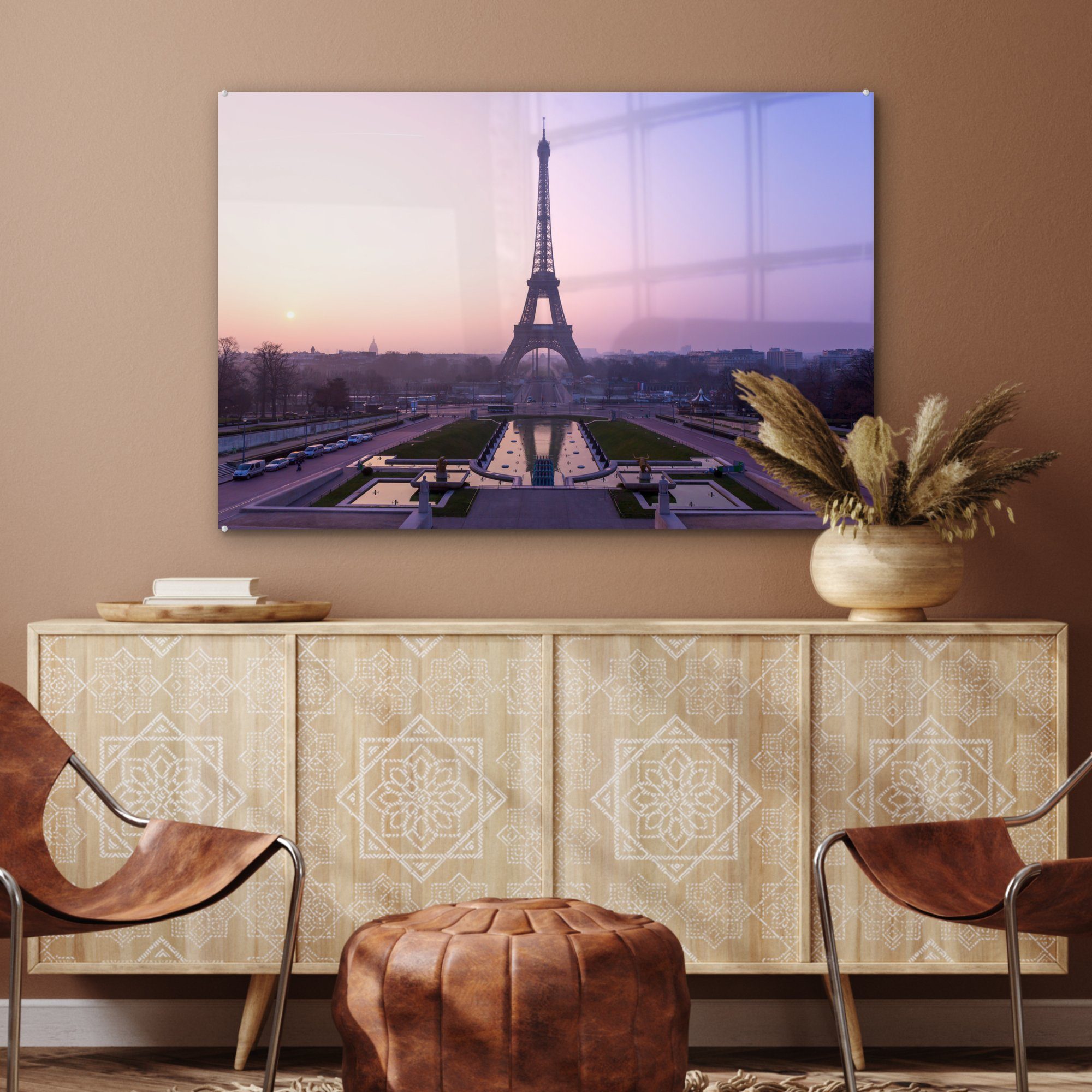 Himmel Paris, Acrylglasbild in über Wohnzimmer (1 MuchoWow Lila St), Eiffelturm dem Schlafzimmer & Acrylglasbilder
