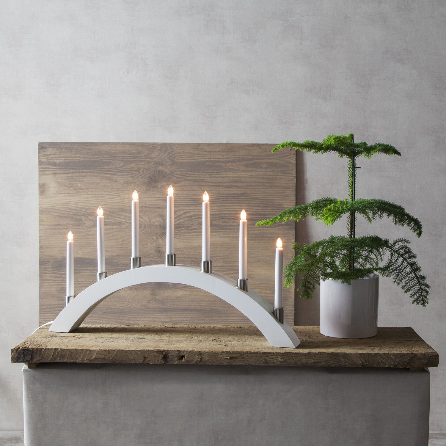 MARELIDA Schwibbogen Lichterbogen TALL Fensterleuchter 7flammig L: 67cm Hol günstig online kaufen