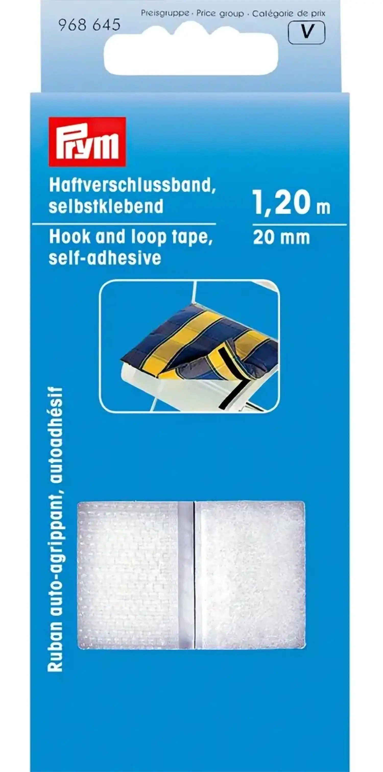 Stofferia Stoff Haftverschlussband selbstkl. 20 mm weiß 1,2m, Meterware