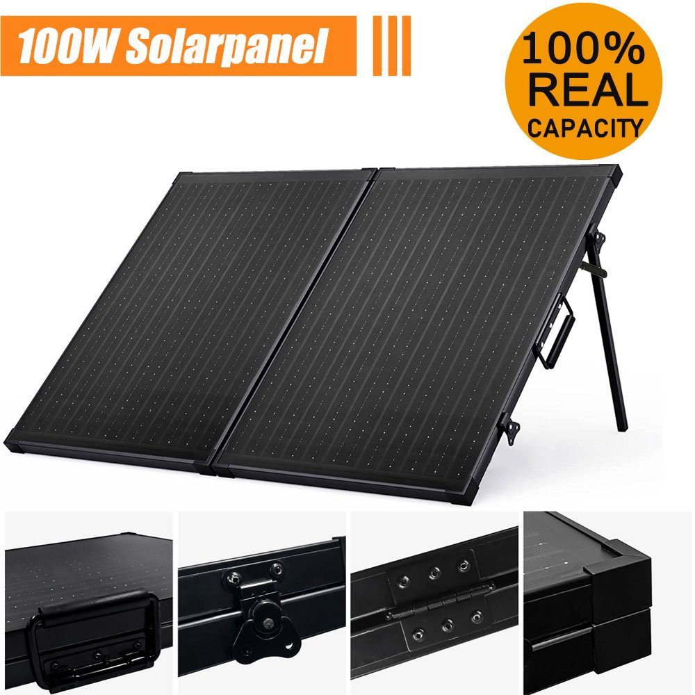 GLIESE Solarmodul 100W 18V Mono Solarkoffer Faltbarer, hoher Wirkungsgrad inKombination mit geringem gewicht