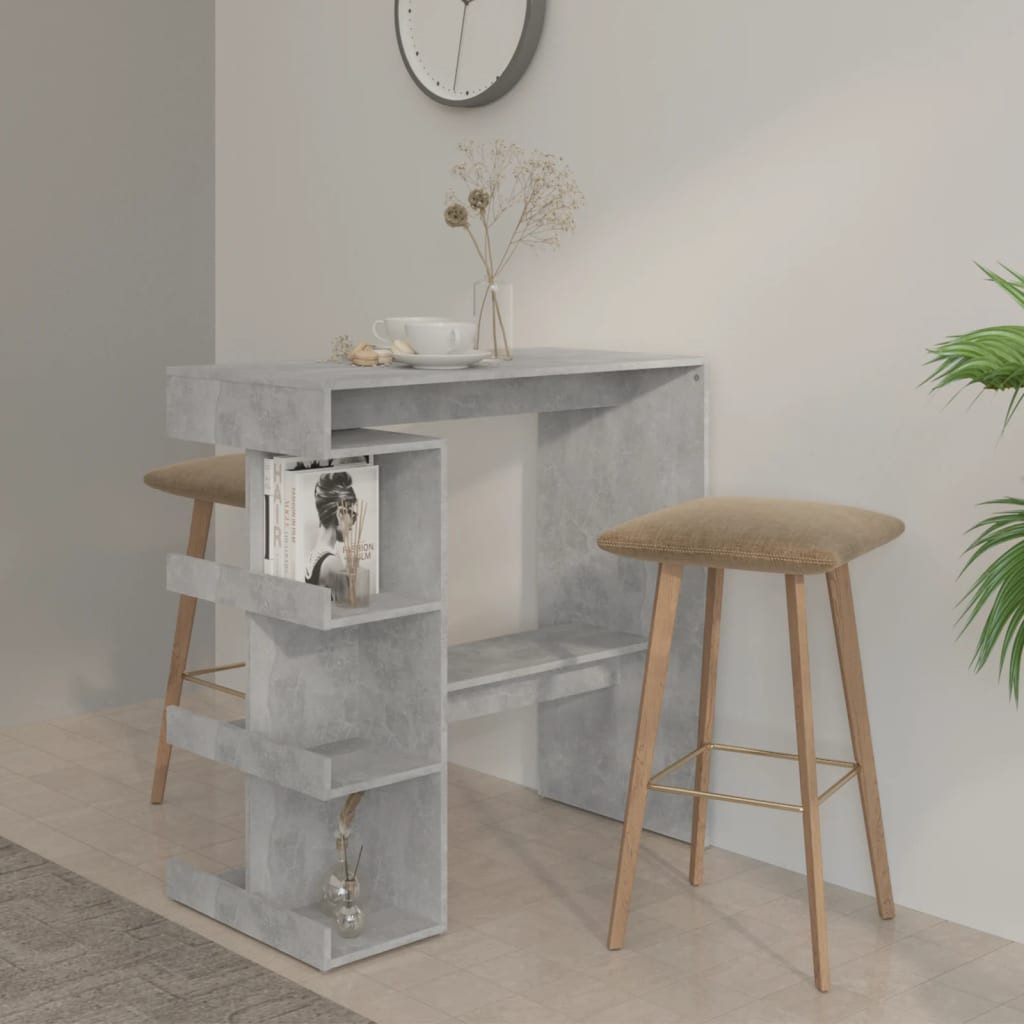vidaXL Esstisch, Bartisch mit Regal Betongrau günstig online kaufen