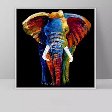 TPFLiving Kunstdruck (OHNE RAHMEN) Poster - Leinwand - Wandbild, Grafitti Art - Bunter Elefant (Verschiedene Größen), Farben: Leinwand bunt - Größe: 30x30cm