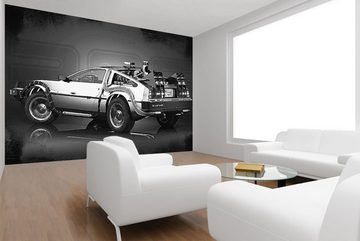 WandbilderXXL Fototapete Delorean, glatt, Retro, Fernseheroptik, Vliestapete, hochwertiger Digitaldruck, in verschiedenen Größen