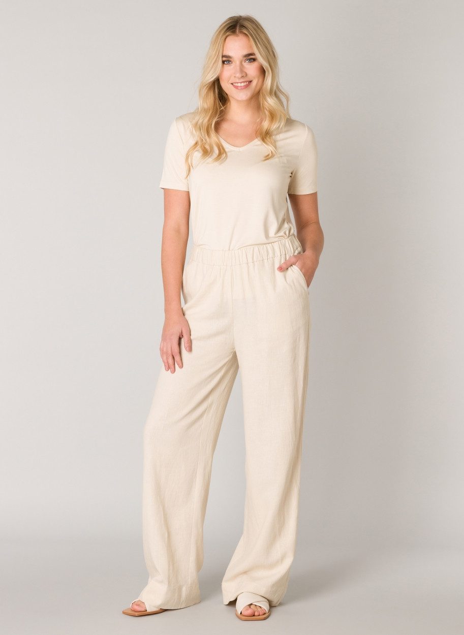 Base Level Leinenhose Yul Sommerhose mit elastischem Bund