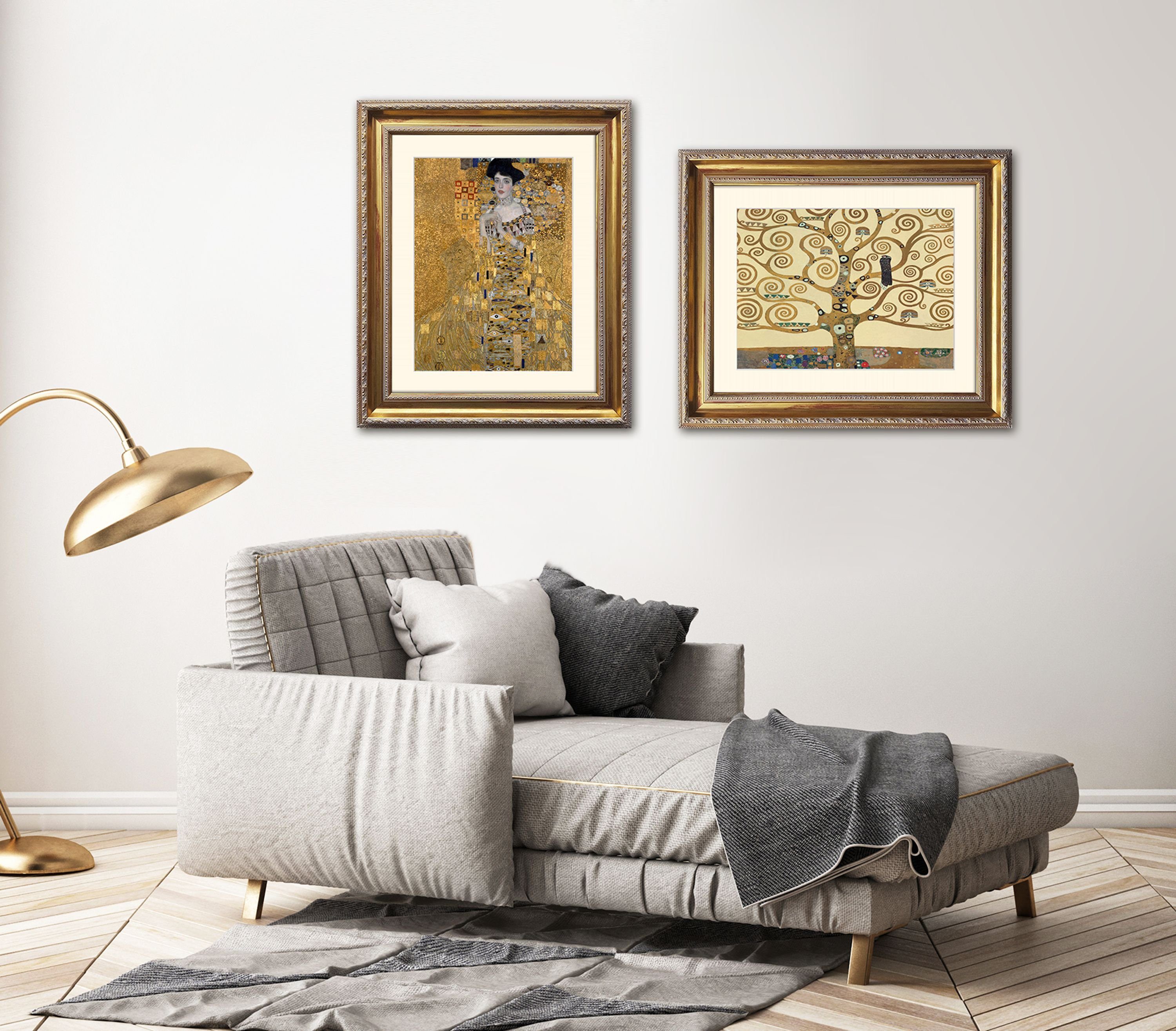 artissimo Bild Poster life Rahmen Lebensbaum gerahmt mit Tree mit The Klimt: Klimt Barock-Rahmen 63x53cm Wandbild, Gustav - / Bild of 