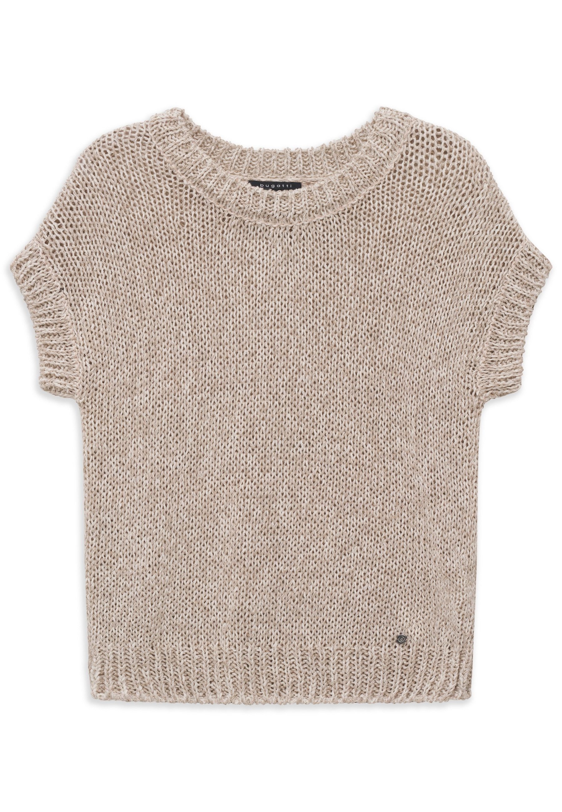 bugatti Pullunder aus Leinen-Baumwoll-Mix mit Rundhals