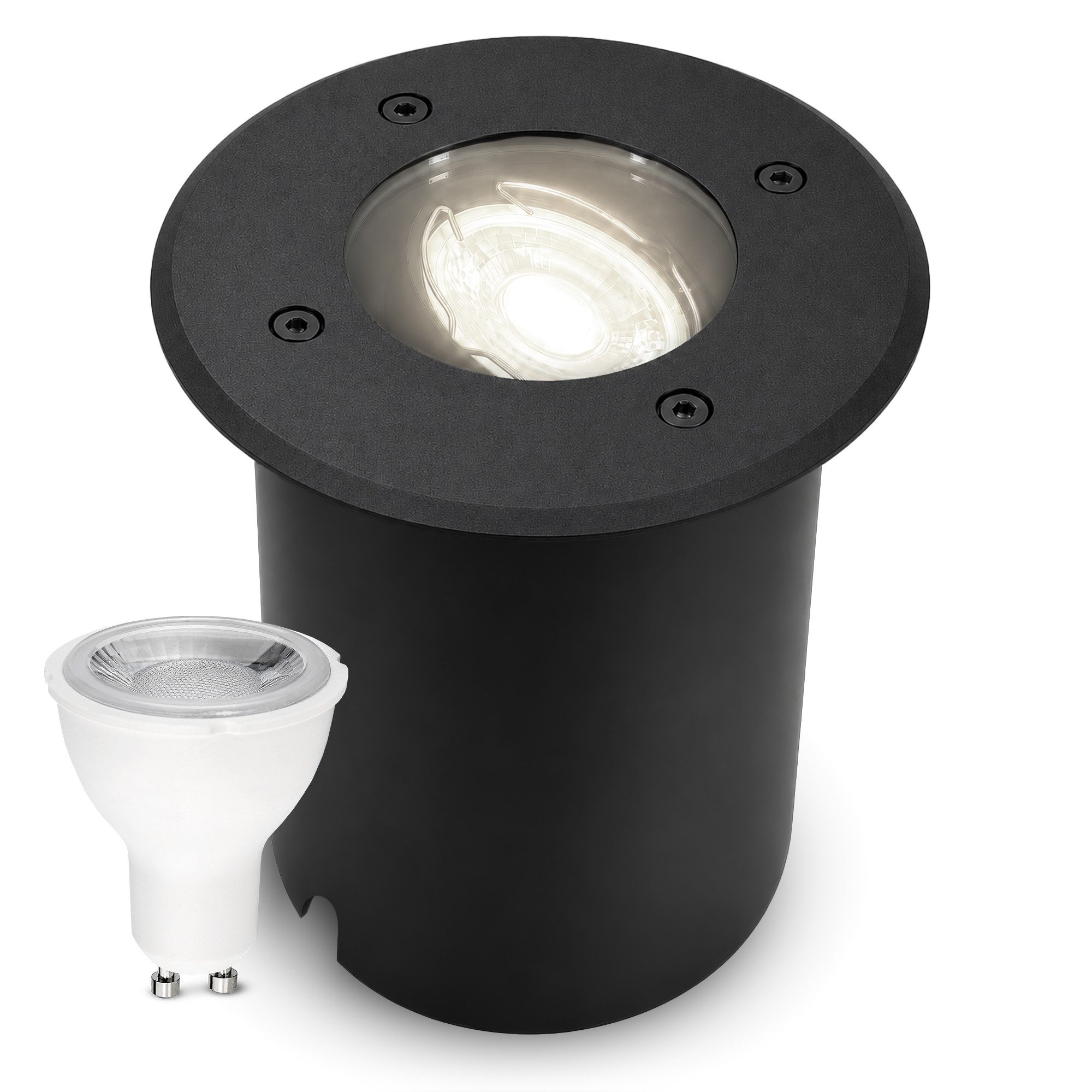 SSC-LUXon LED Gartenstrahler JUAVI schwarze Bodenleuchte dimmbar mit LED 7W neutralweiß, Neutralweiß